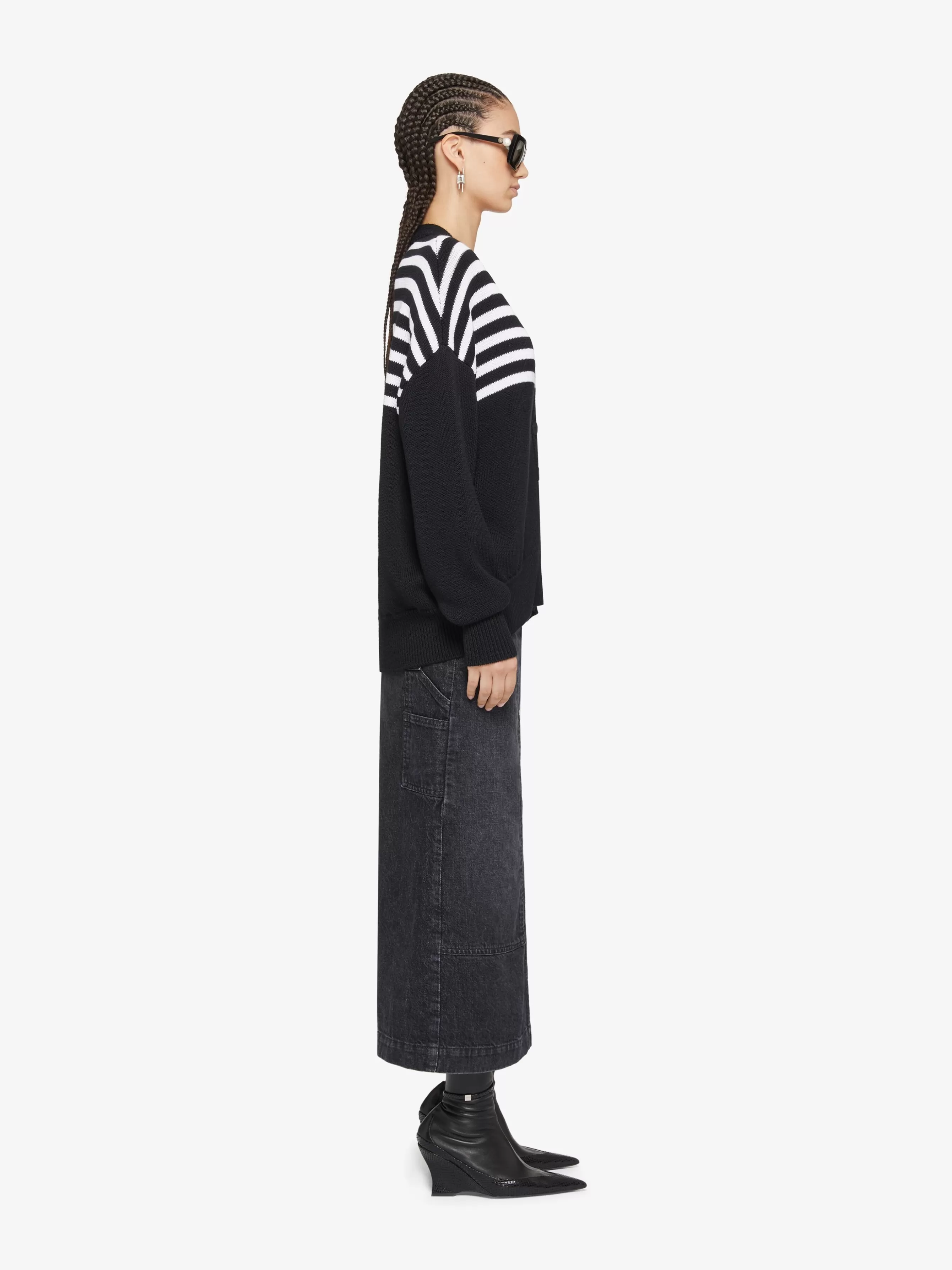 GIVENCHY Knitwear-4G cardigan in cotton with stripes