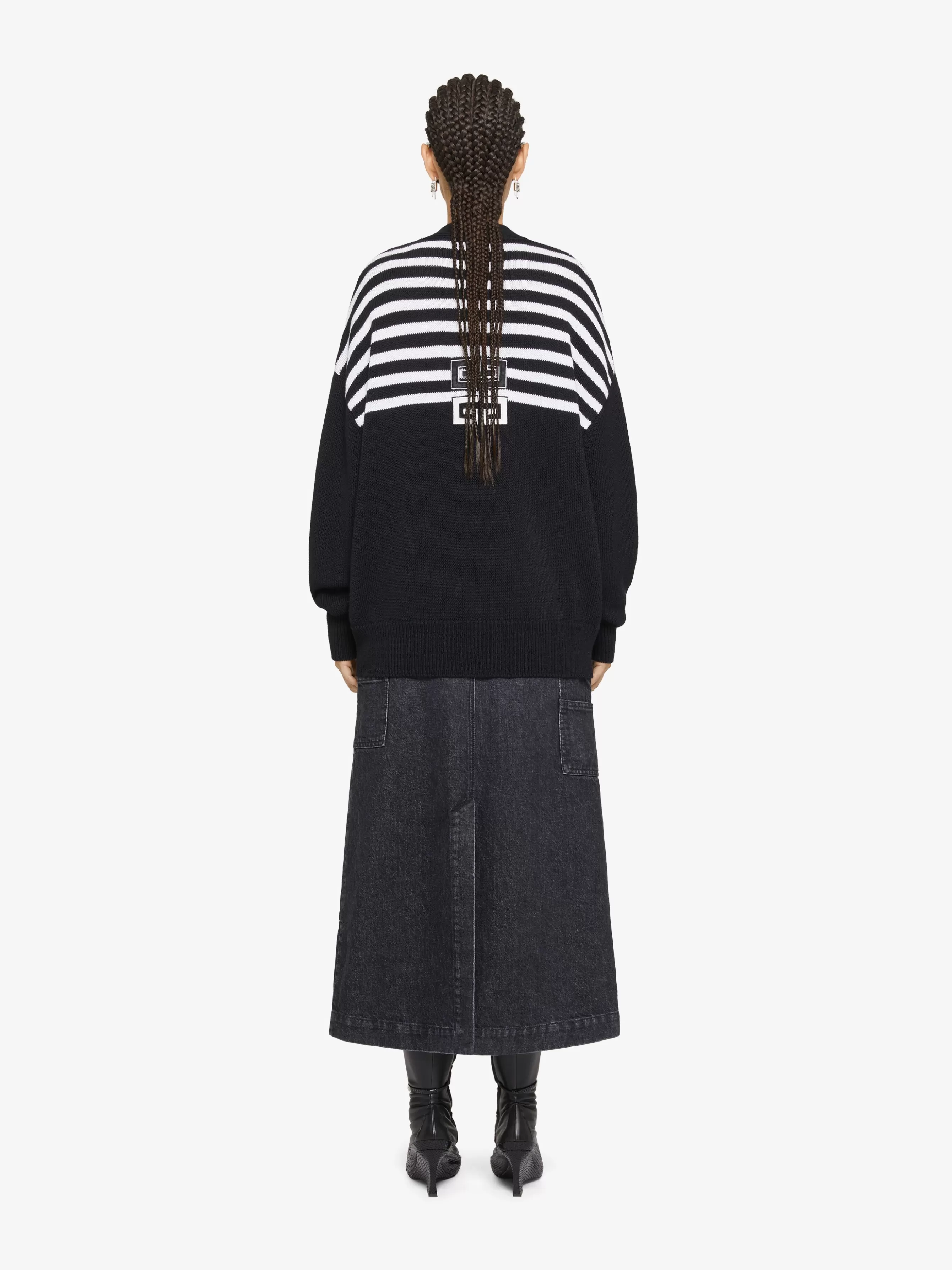 GIVENCHY Knitwear-4G cardigan in cotton with stripes