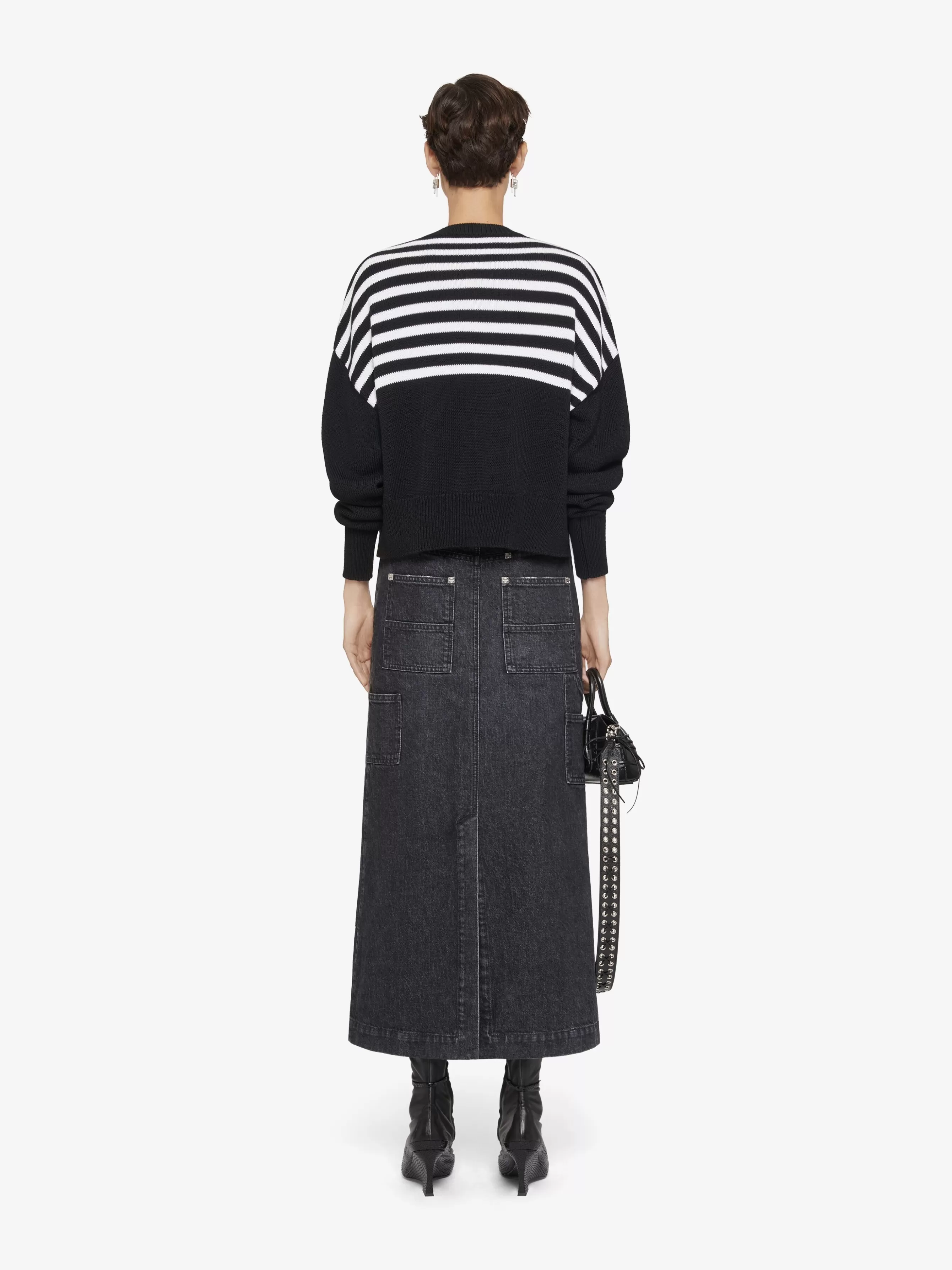 GIVENCHY Knitwear-4G cropped sweater in cotton with stripes