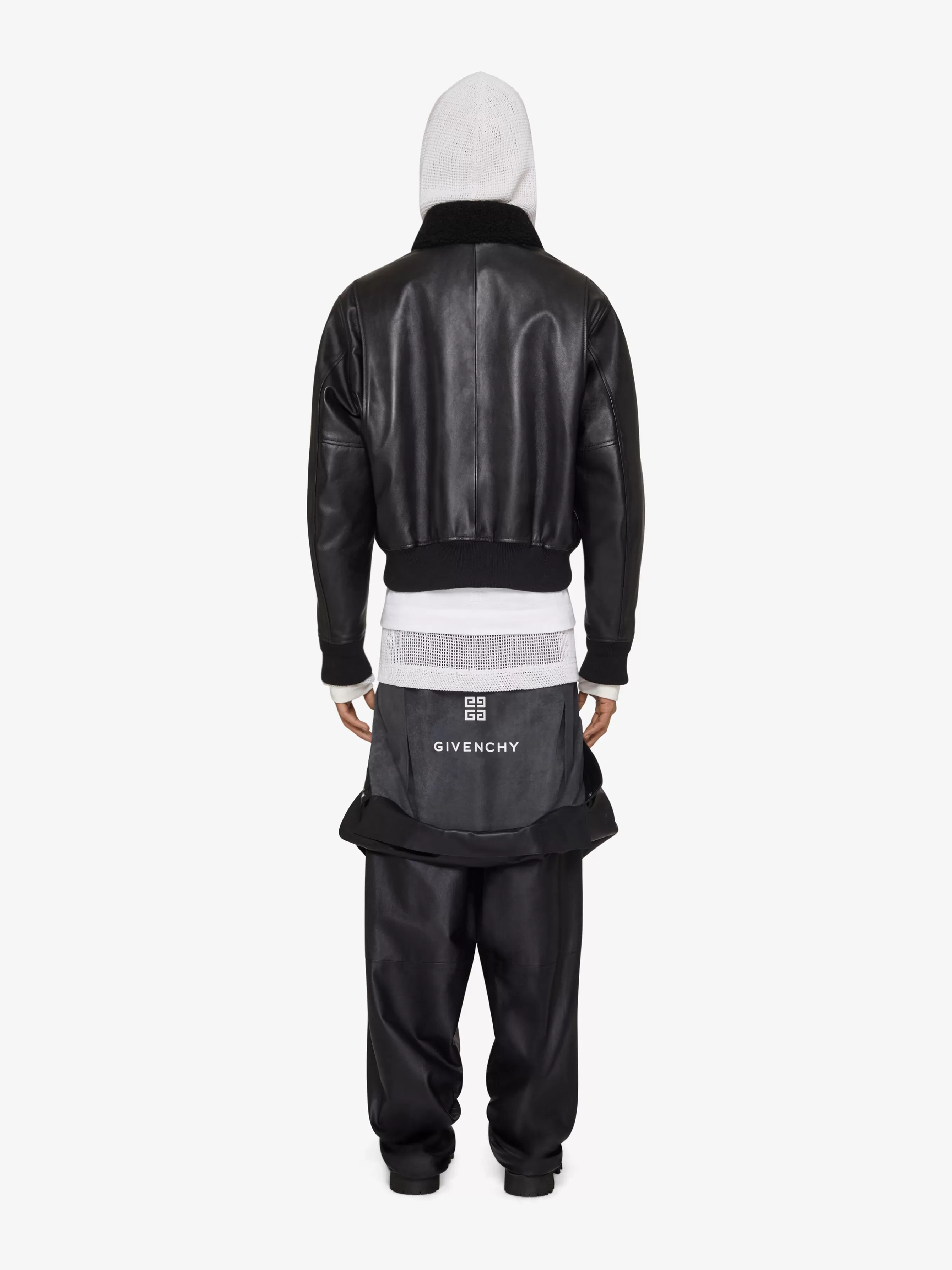 GIVENCHY Outerwear & Blousons-Aviator jacket in leather and shearling with pocket