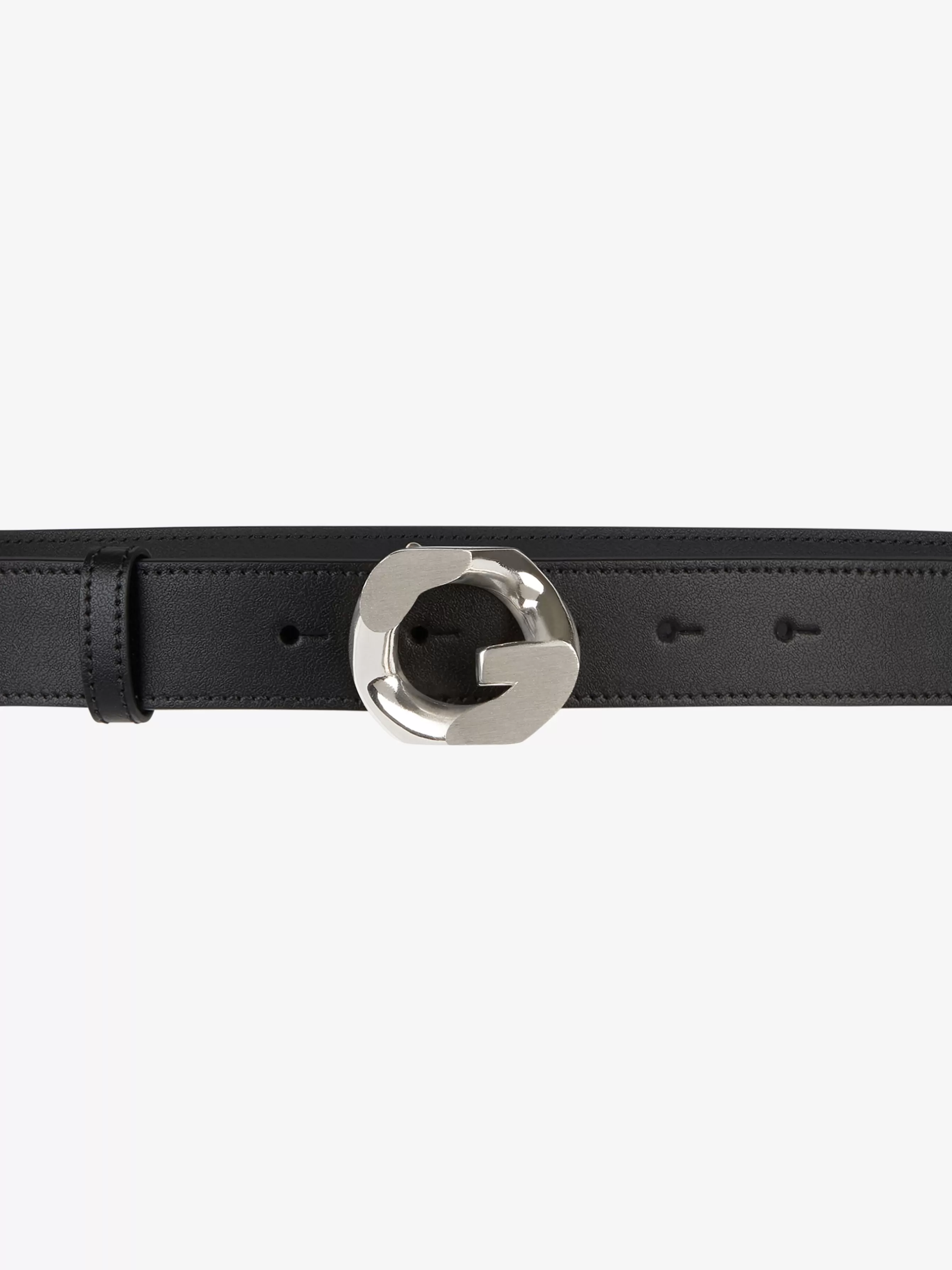 GIVENCHY Belts-Belt in leather with G-Chain buckle