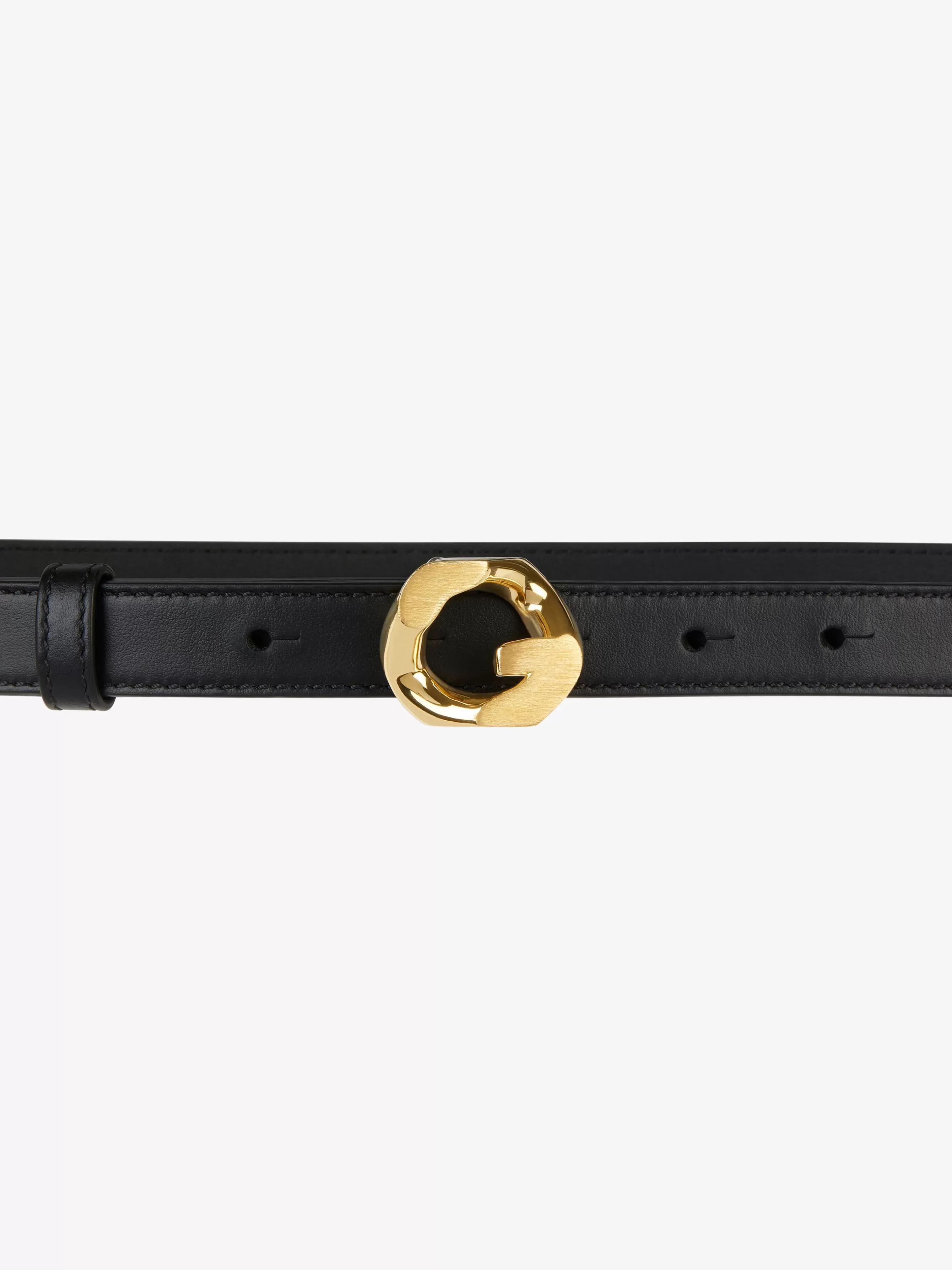 GIVENCHY Belts-Belt in leather with G-chain buckle