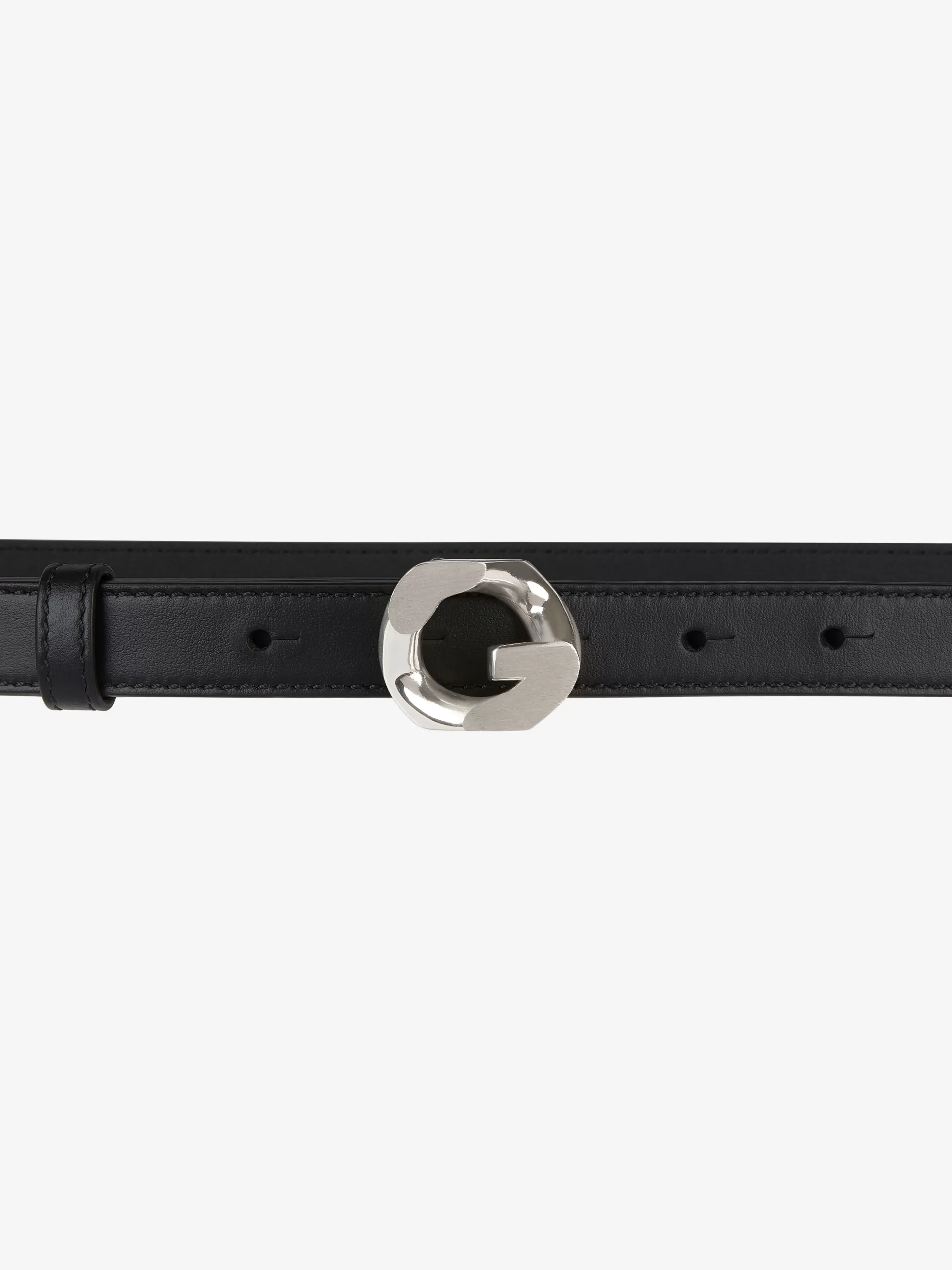 GIVENCHY Belts-Belt in leather with G-Chain buckle