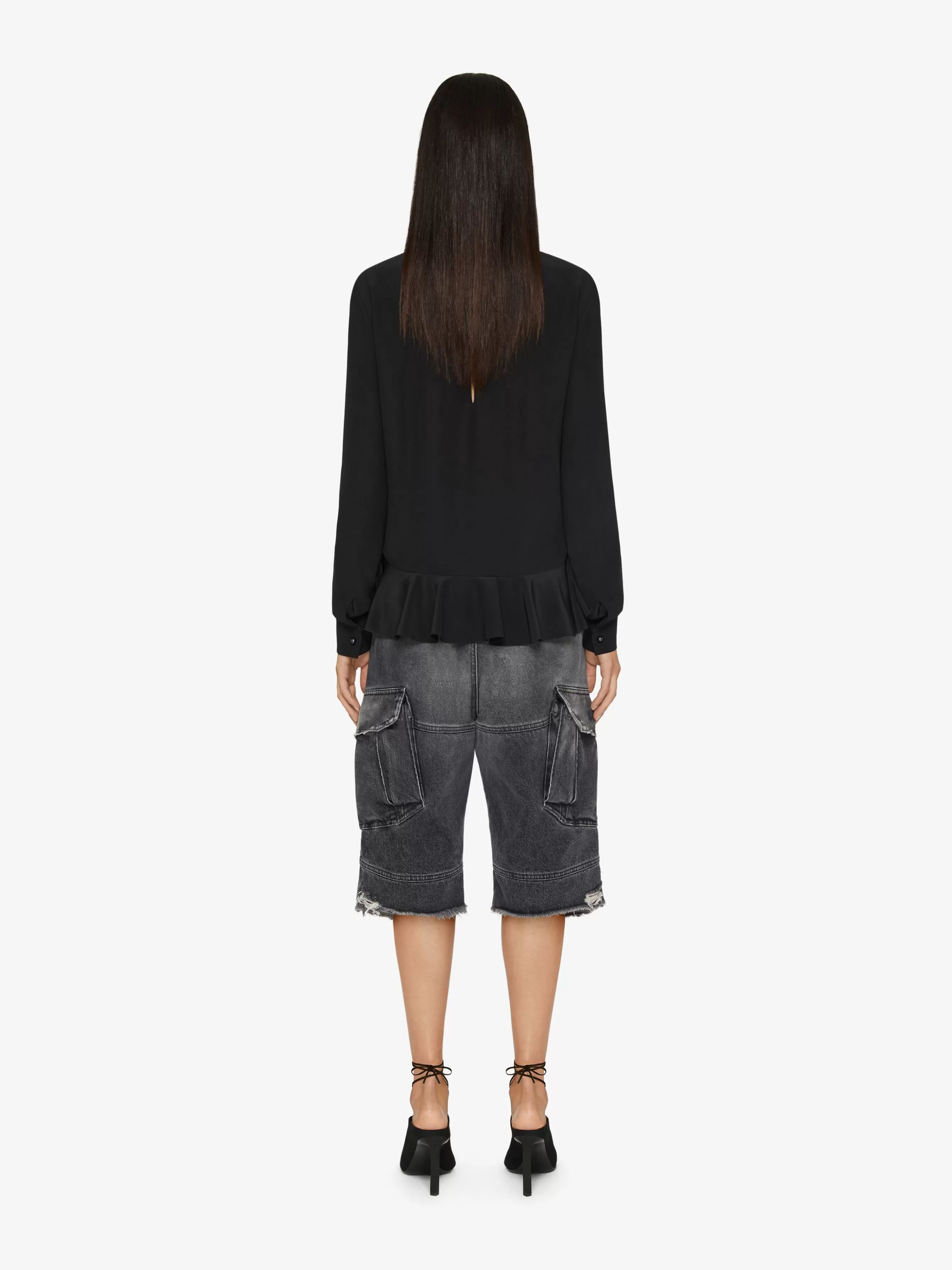 Sale GIVENCHY Tops & T-shirts-Blouse in crepe de Chine with ruffles