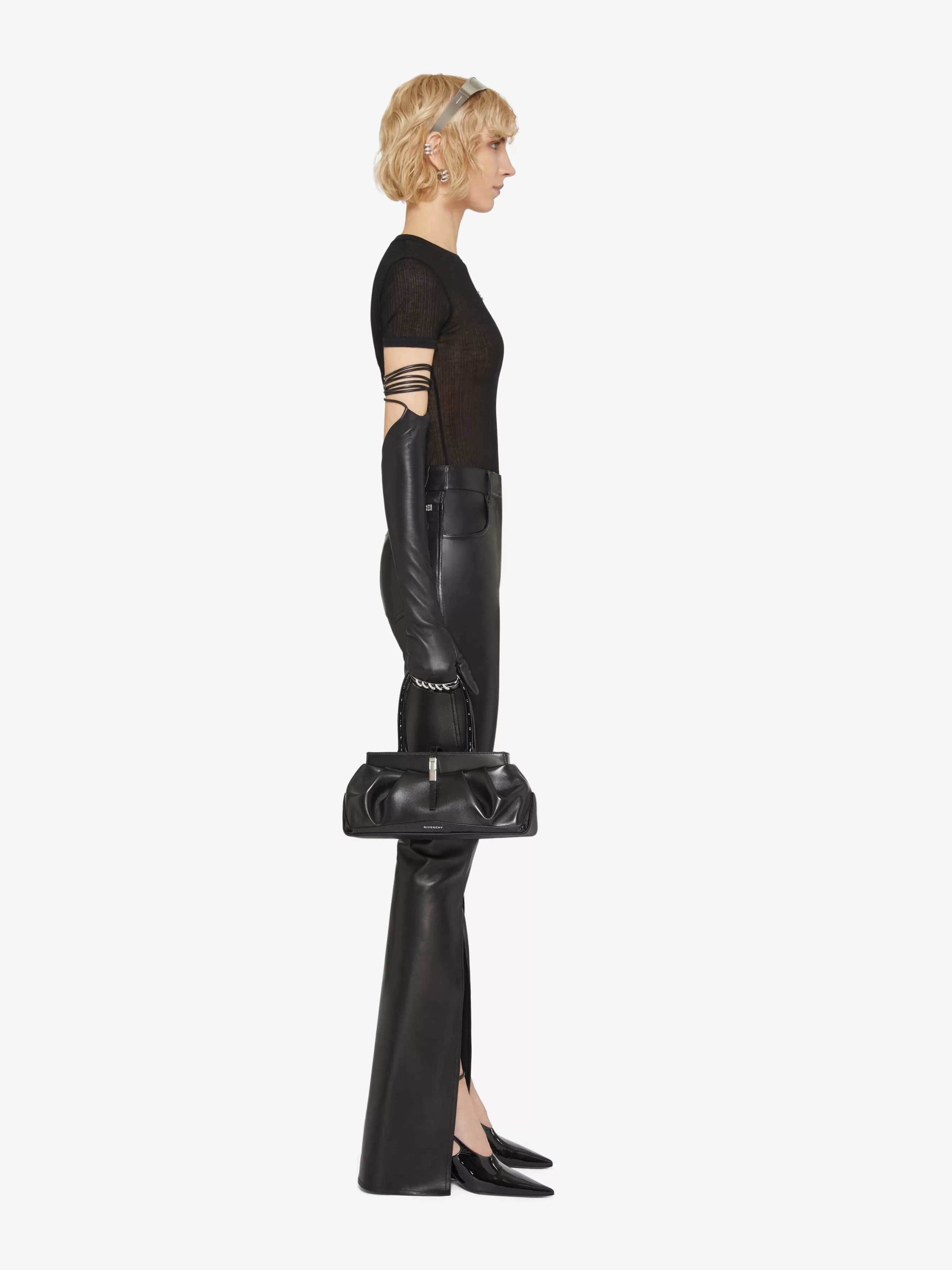 GIVENCHY Pants-Boot cut pants in leather with slits