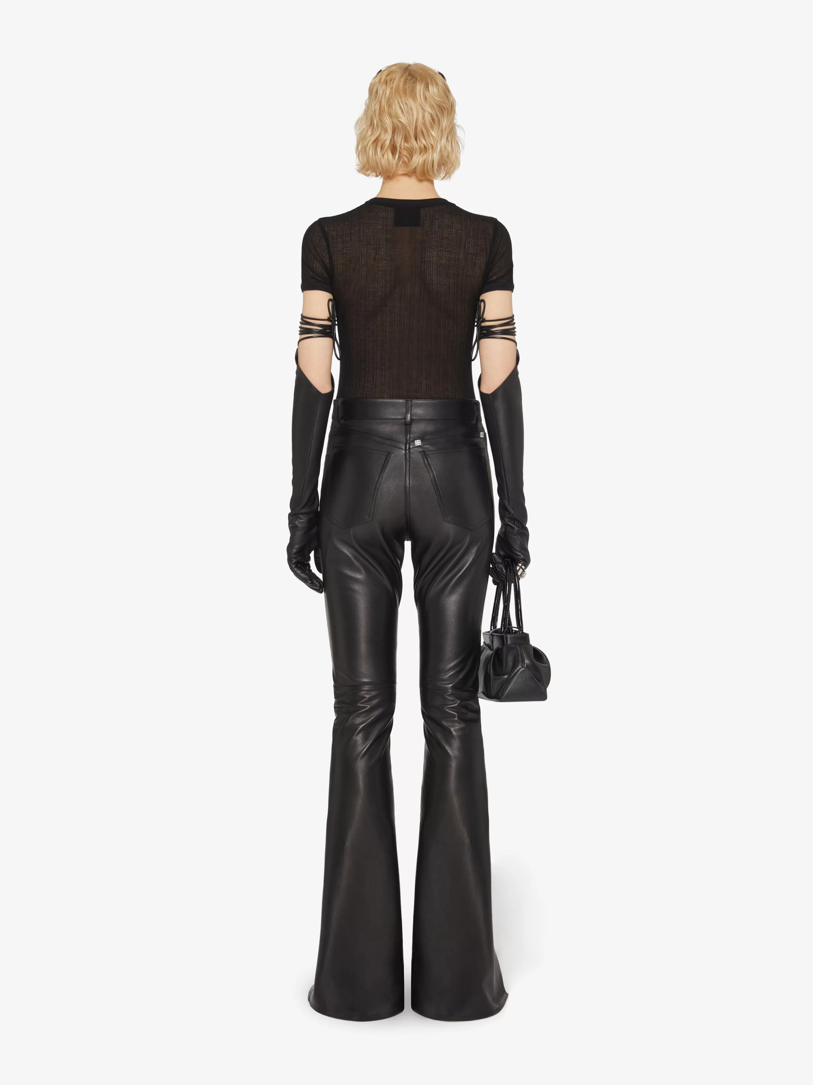 GIVENCHY Pants-Boot cut pants in leather with slits