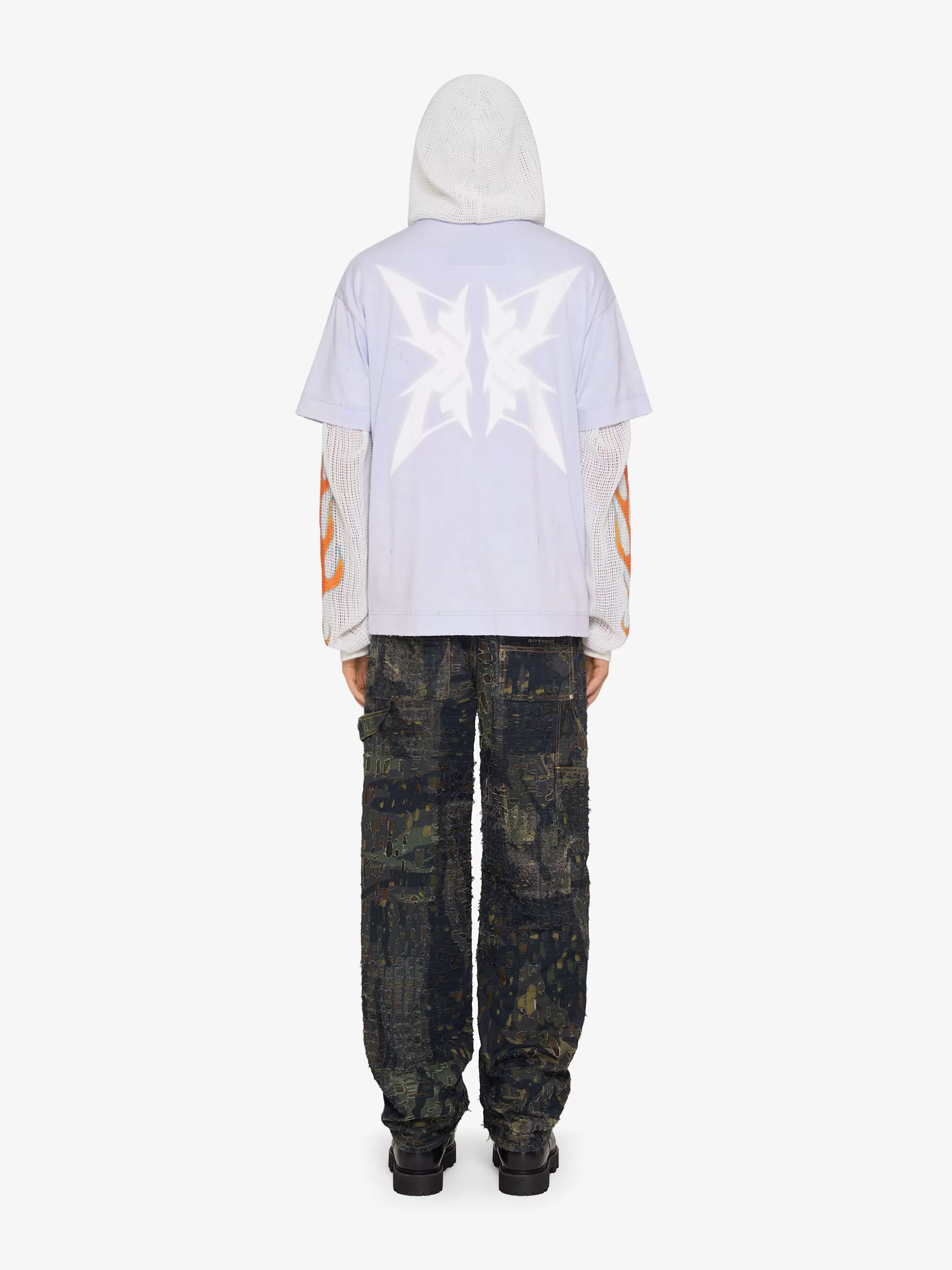 Sale GIVENCHY Pants & Shorts-Carpenter camo jeans in Boro-effect destroyed denim