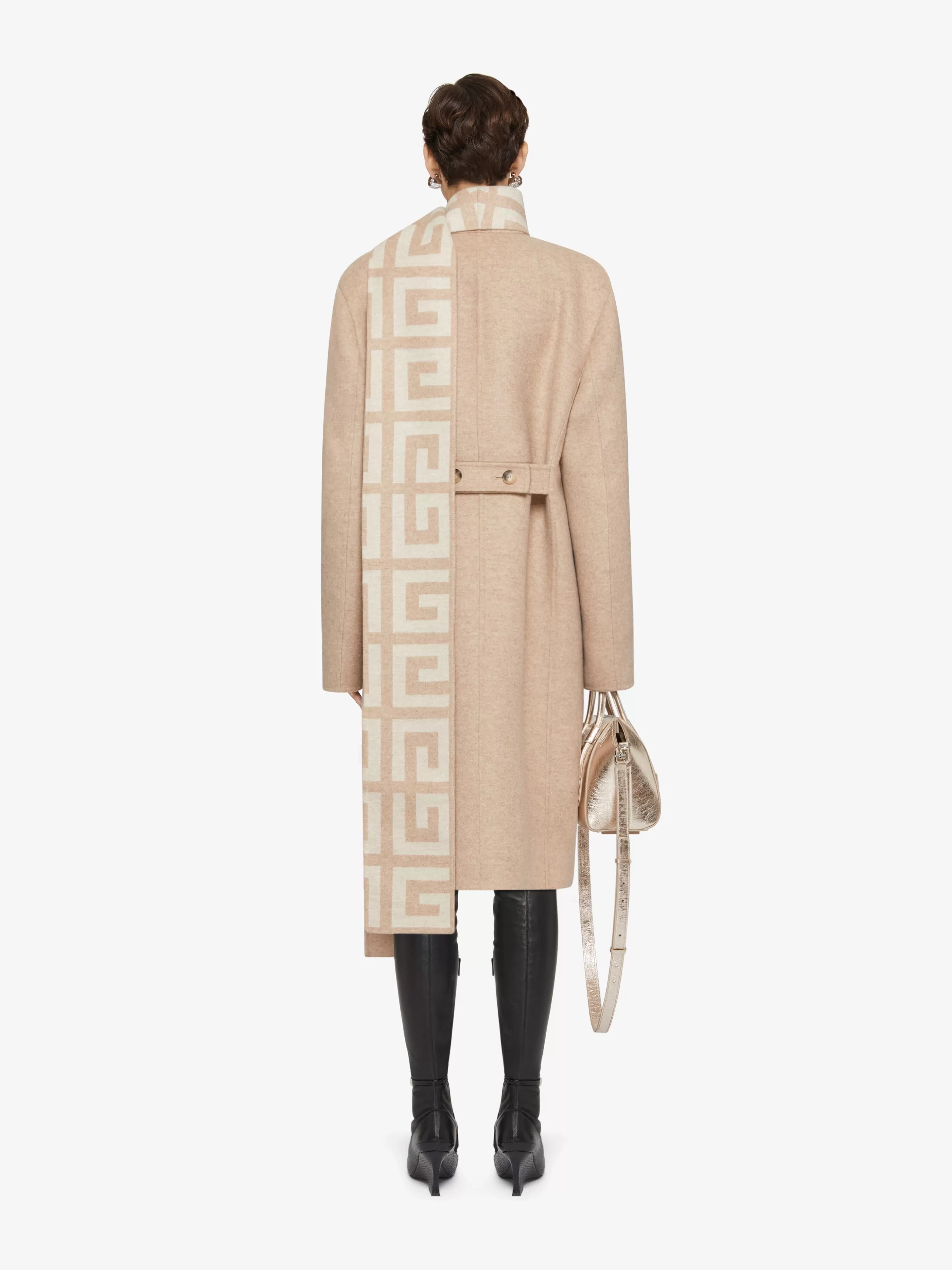 GIVENCHY Jackets & Coats-Coat in double face 4G wool with scarf