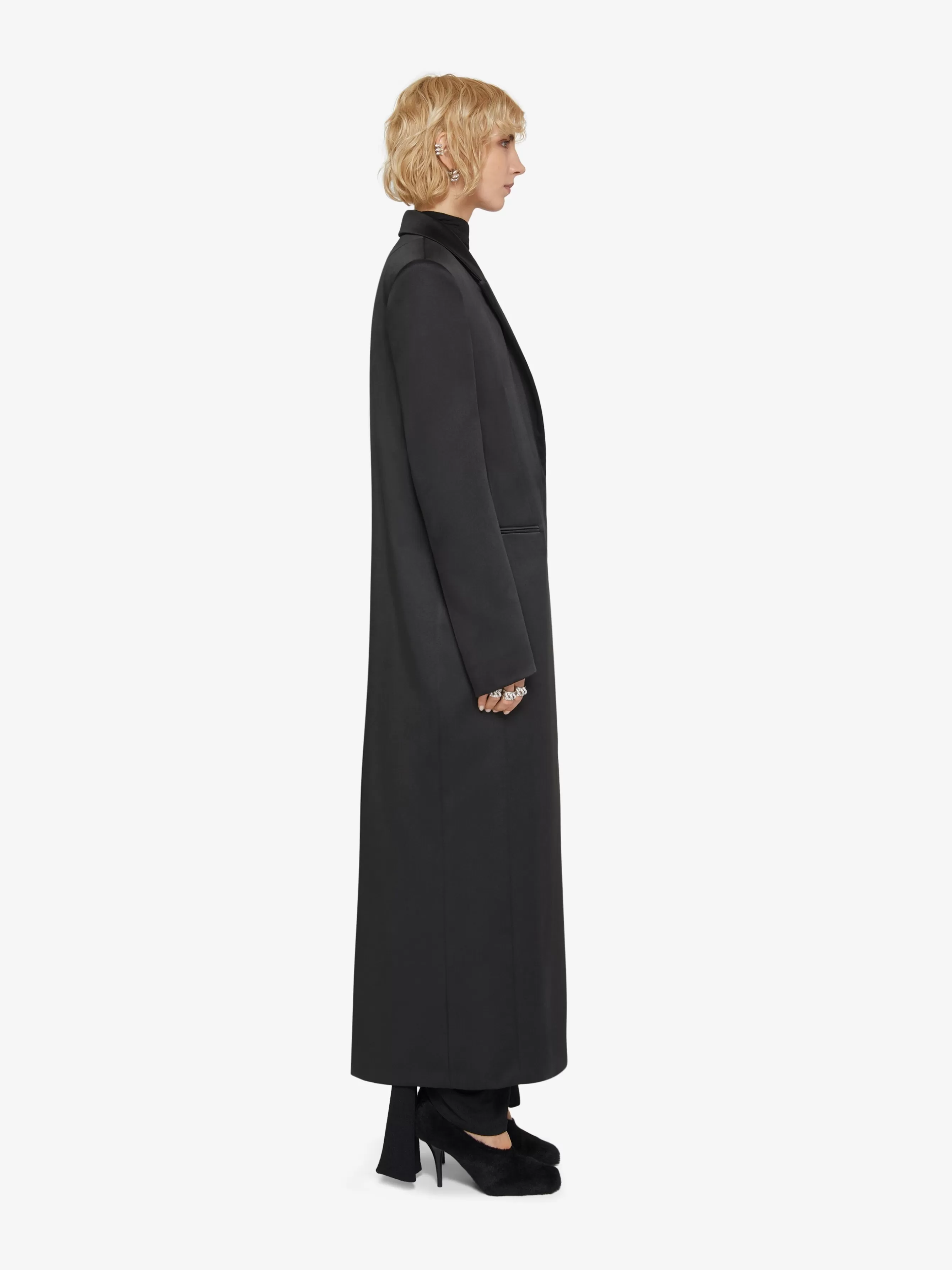 Sale GIVENCHY Outerwear-Coat in satin with belt