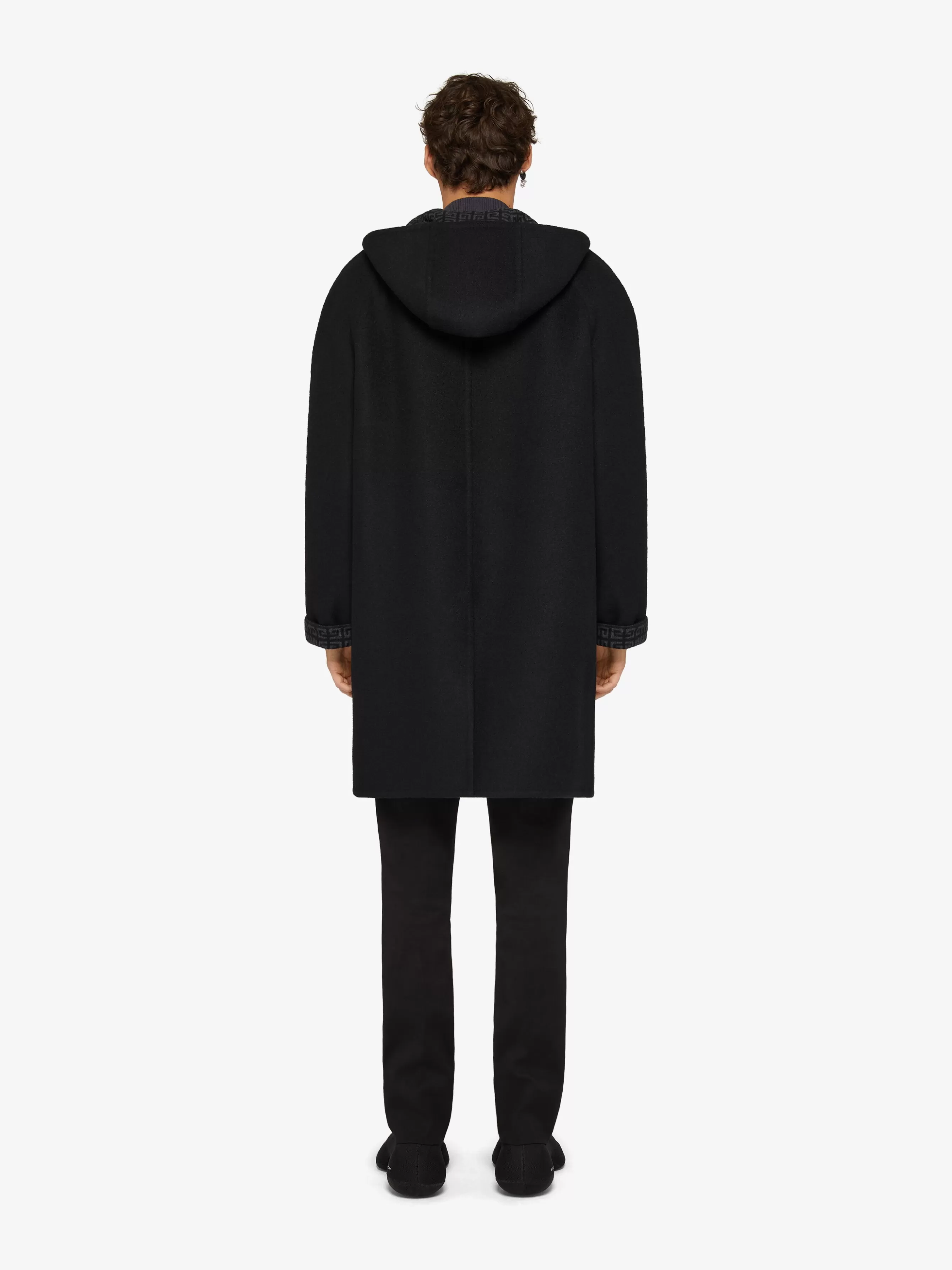 GIVENCHY Jackets & Coats-Coat with hood in wool, cashmere and silk