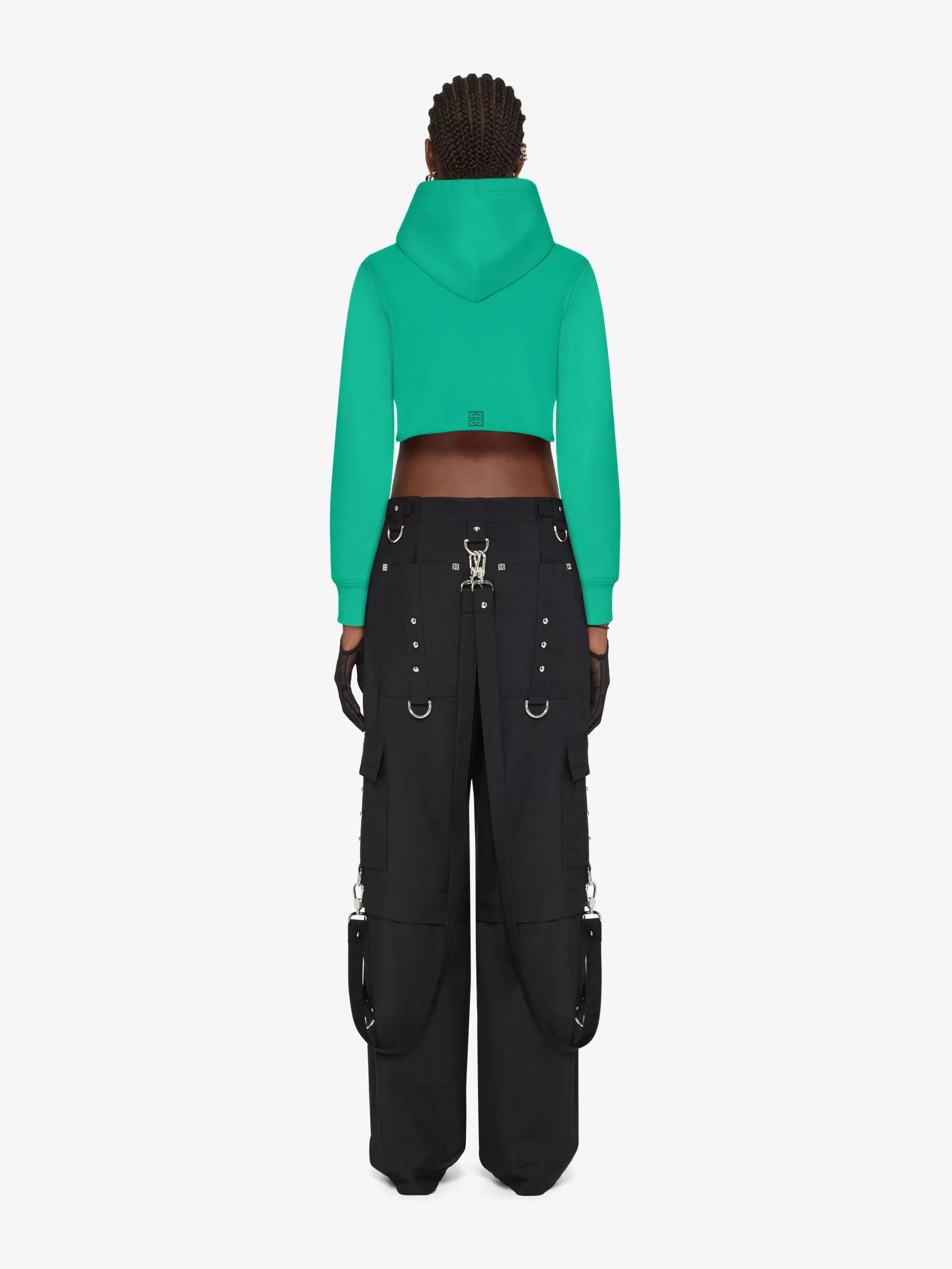 Sale GIVENCHY Pulls & Sweatshirts-Cropped hoodie in fleece with rhinestones