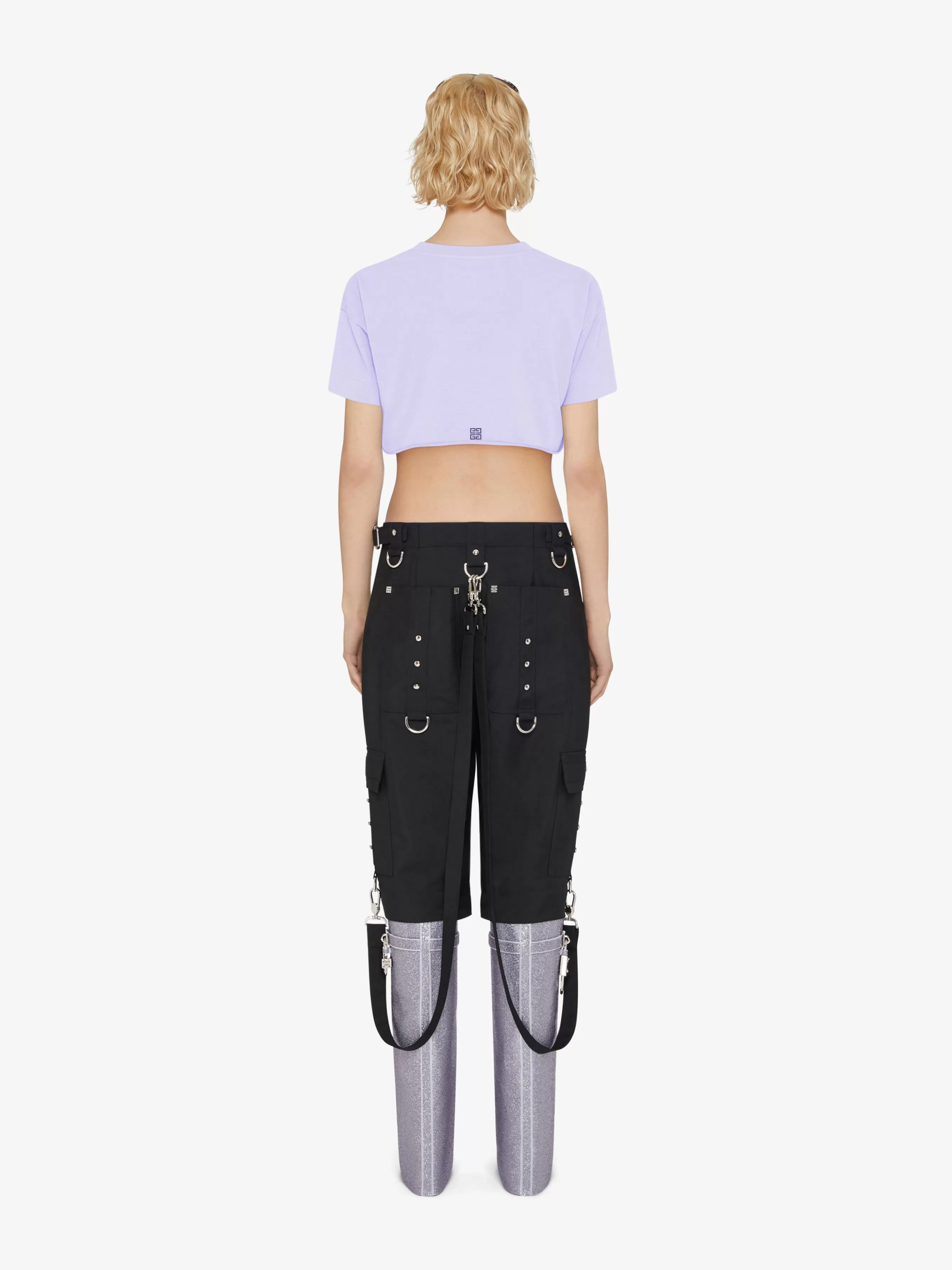 Sale GIVENCHY Tops & T-shirts-Cropped t-shirt in cotton with rhinestones