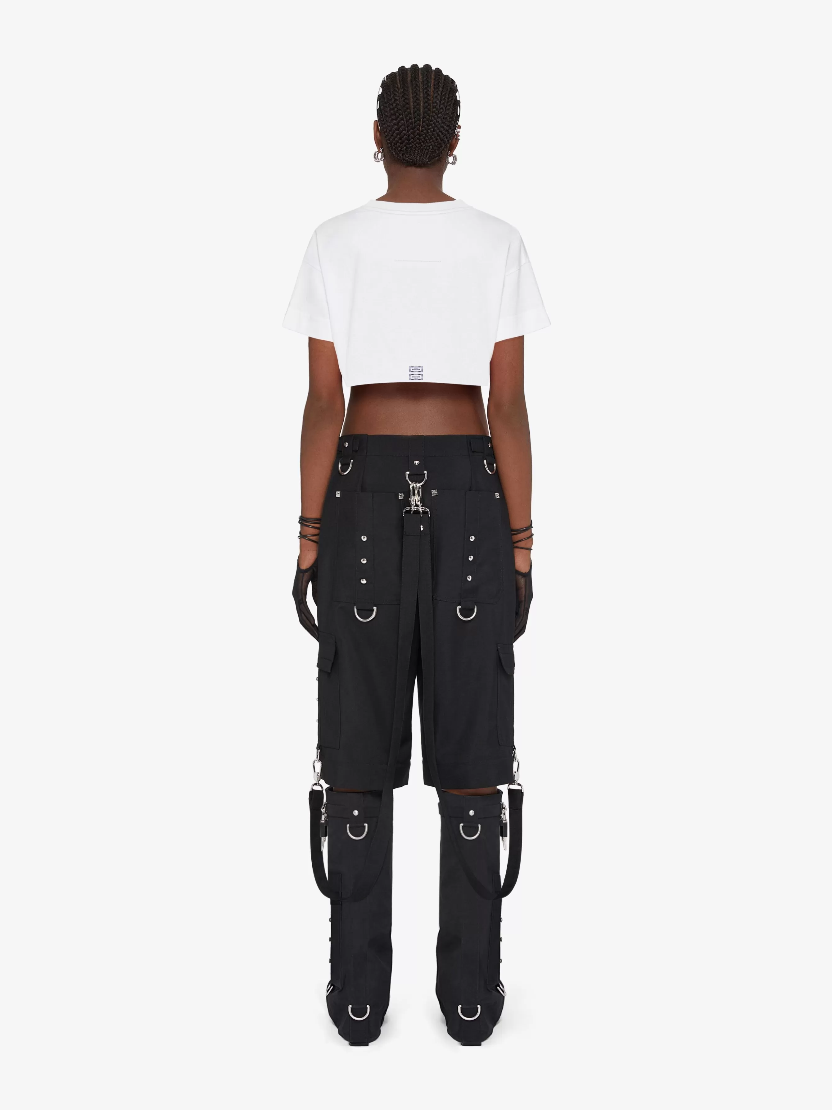 Sale GIVENCHY Tops & T-shirts-Cropped t-shirt in cotton with rhinestones