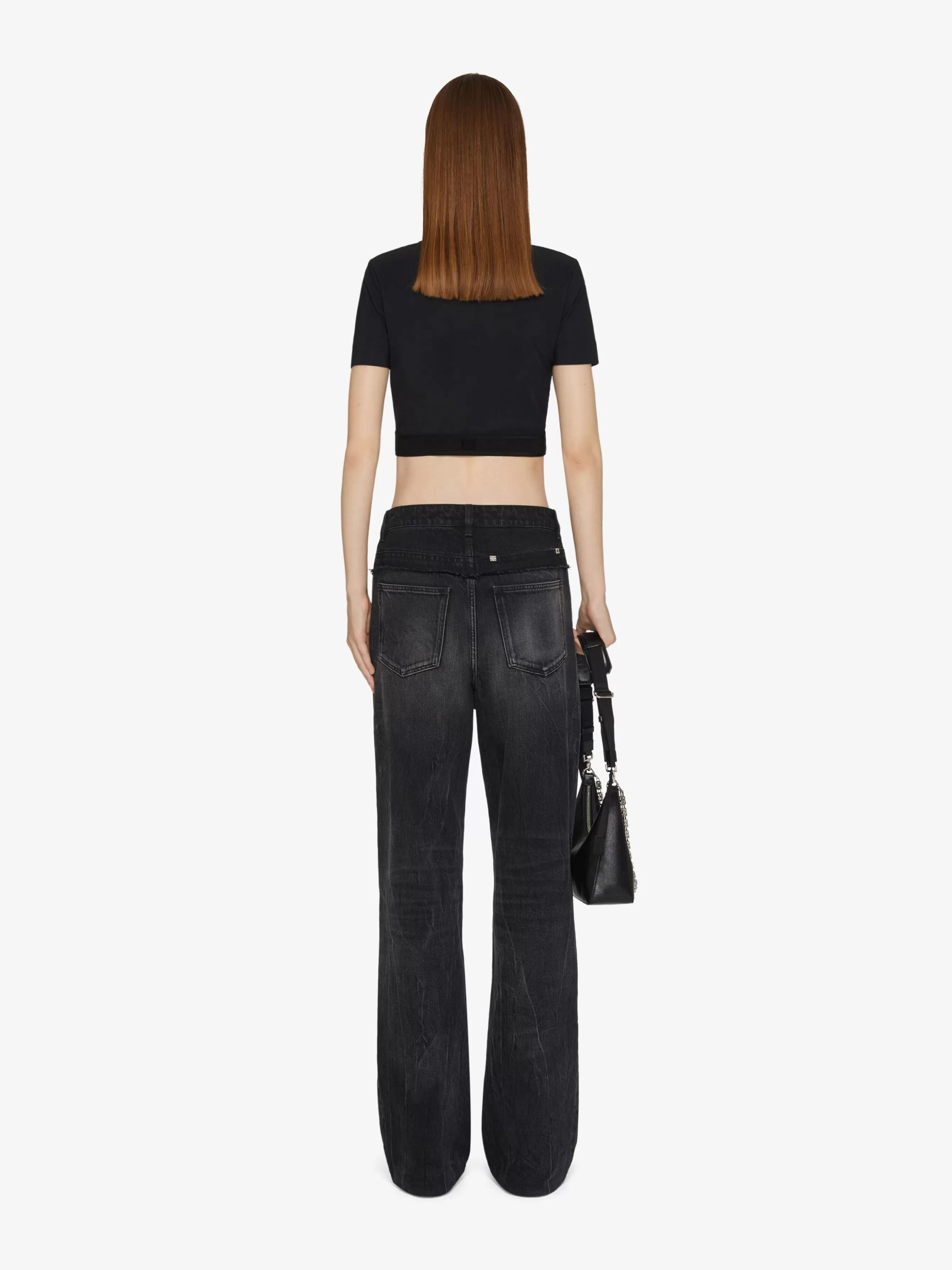 Sale GIVENCHY Tops & T-shirts-Cropped t-shirt in jersey with band