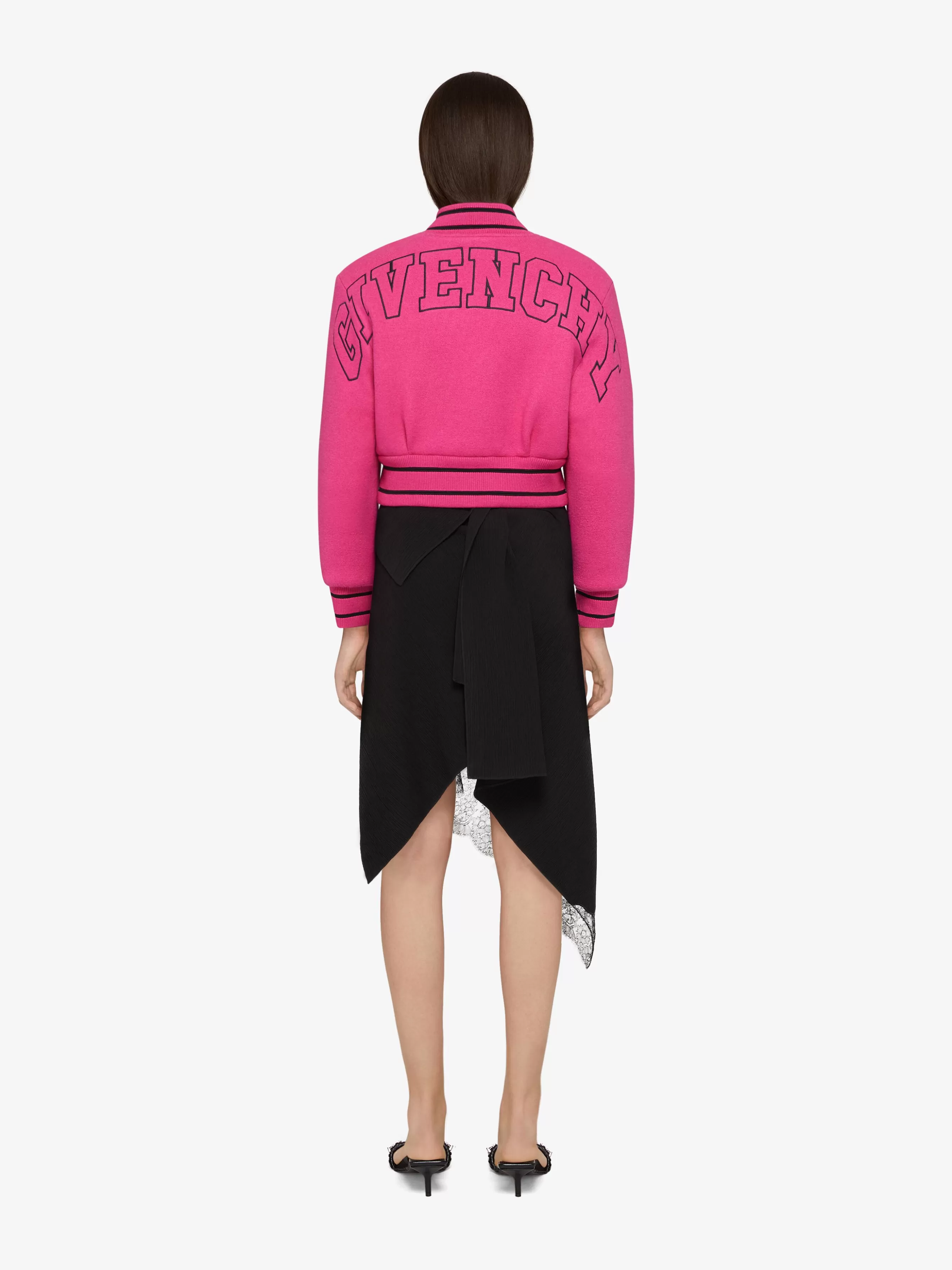 Sale GIVENCHY Outerwear-Cropped varsity jacket in wool