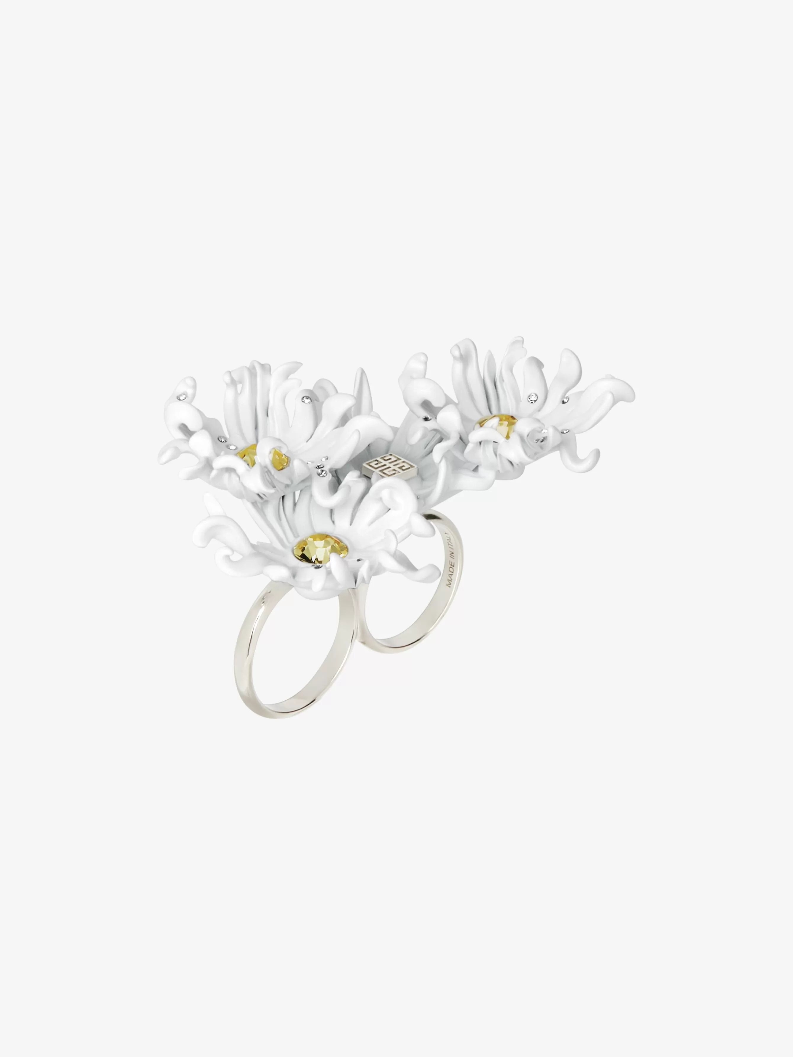 Sale/Women GIVENCHY Jewels & Accessories | Jewelry-Daisy double fingers ring in metal and enamel with crystals