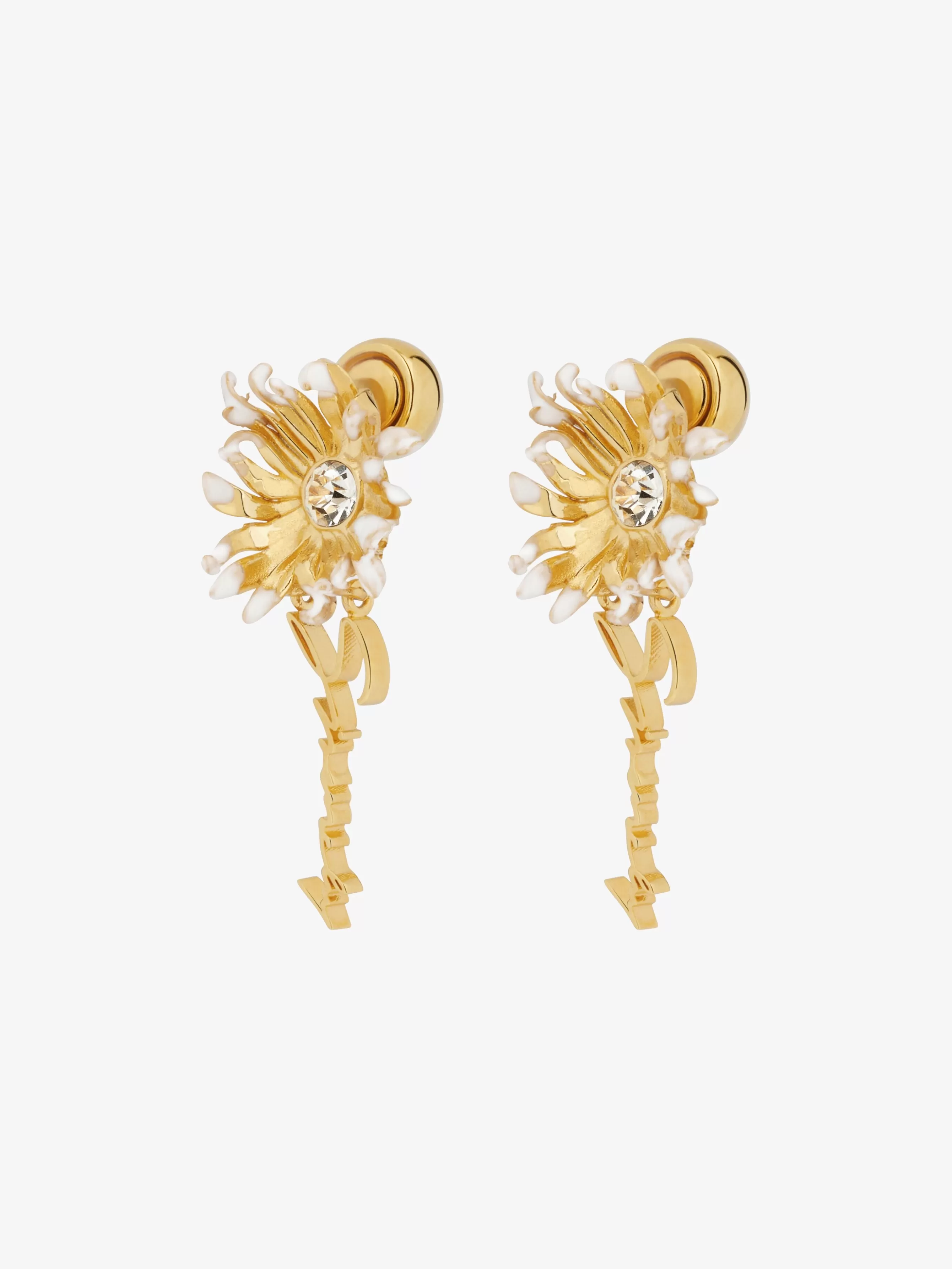 GIVENCHY Jewelry-Daisy earrings in metal and enamel with crystal