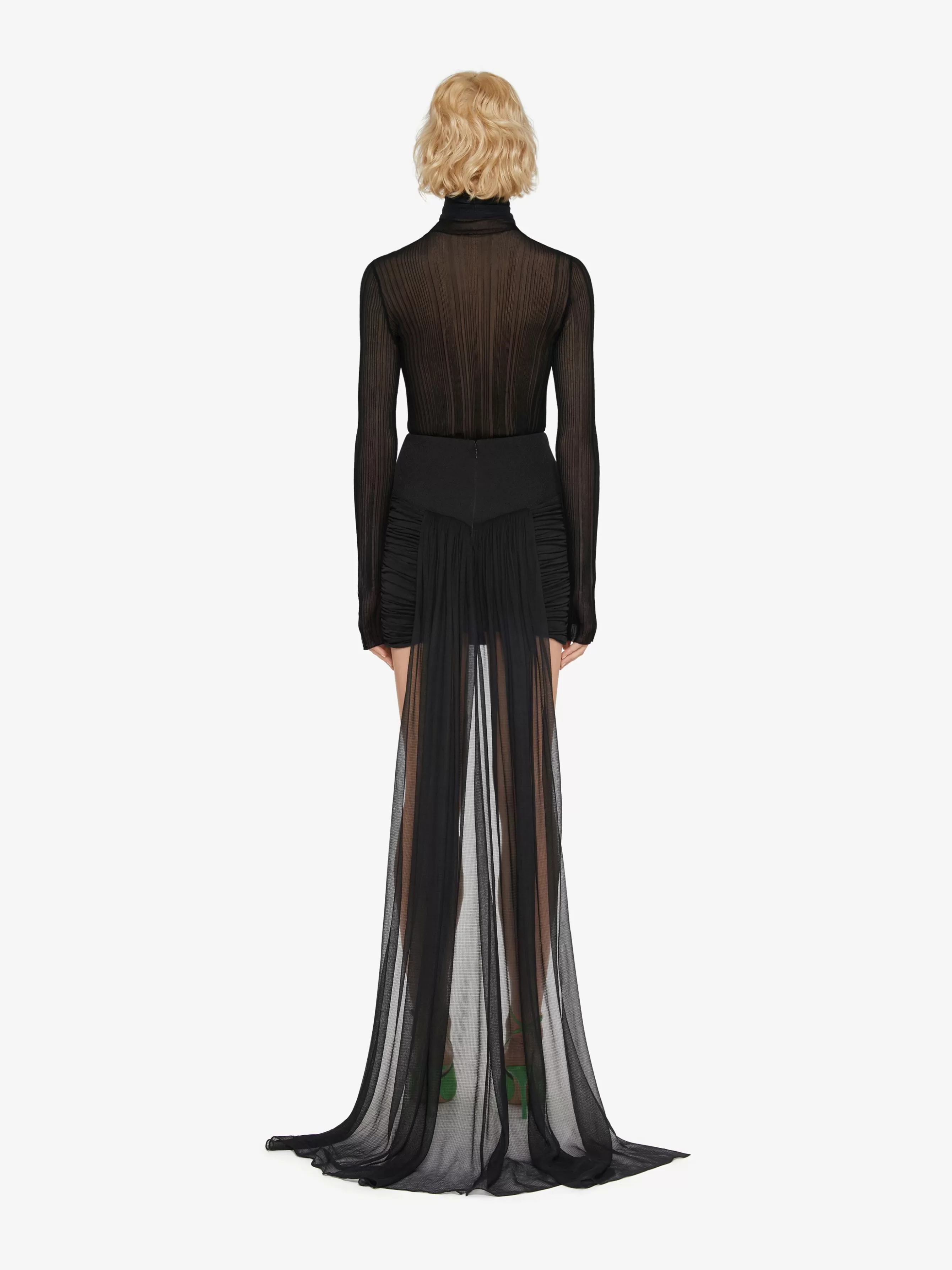 GIVENCHY Skirts-Draped skirt in crepe with silk train