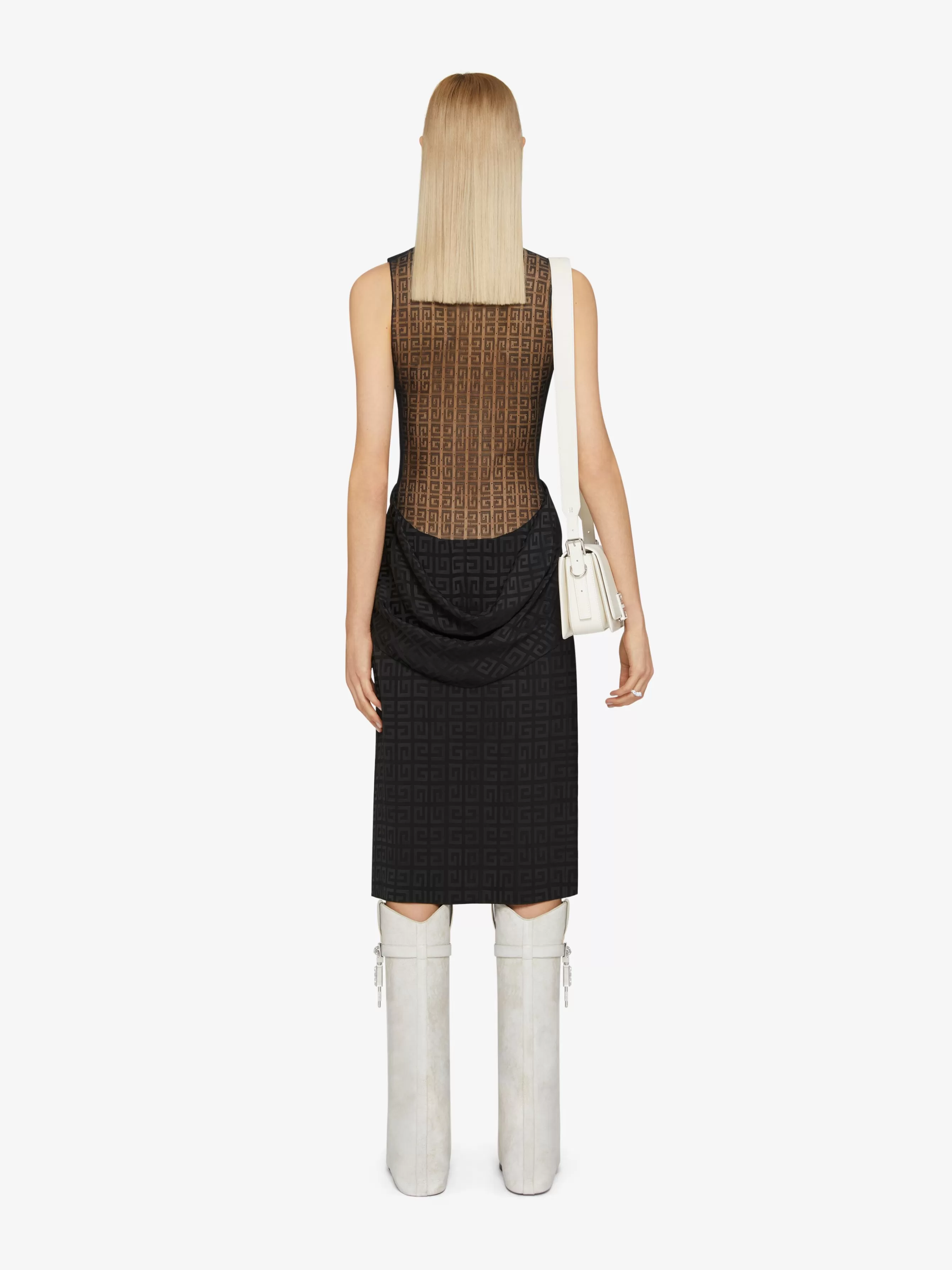 Sale GIVENCHY Dresses-Dress in 4G jacquard with tulle and drape