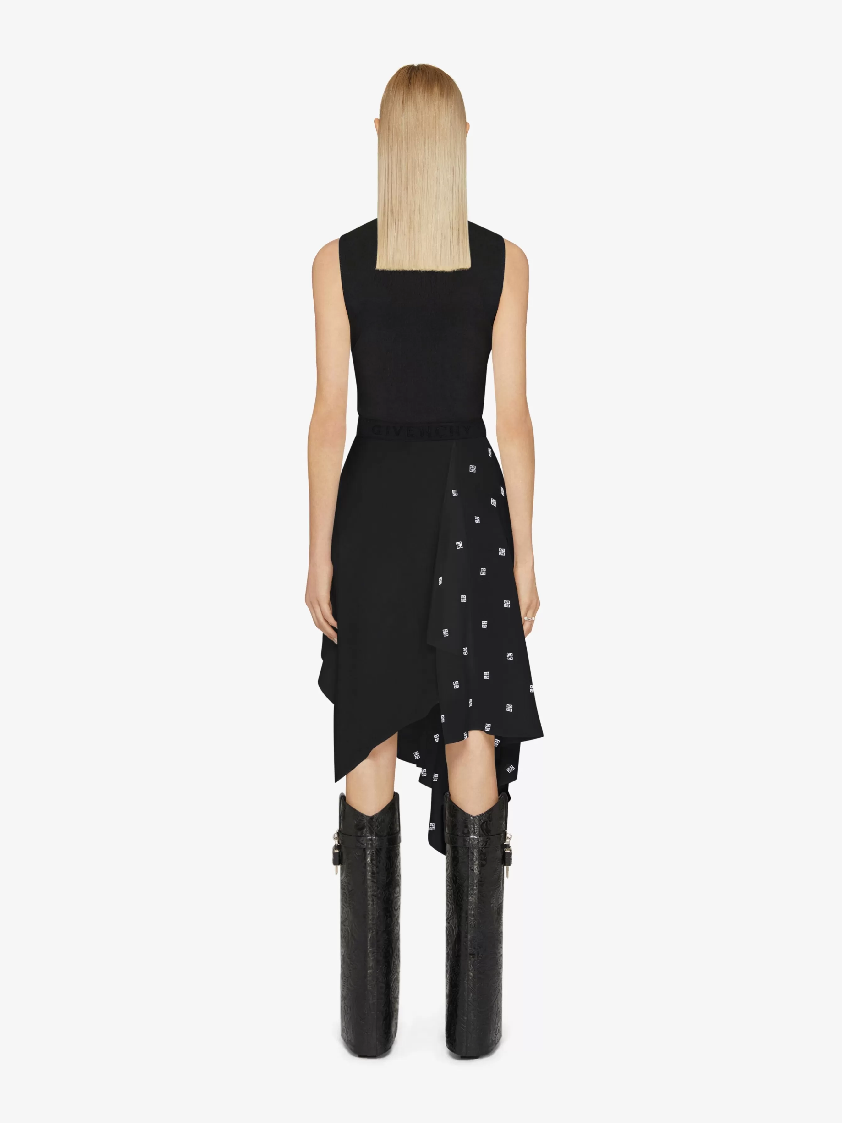 GIVENCHY Dresses-Dress in 4G silk with asymmetrical ruffled skirt