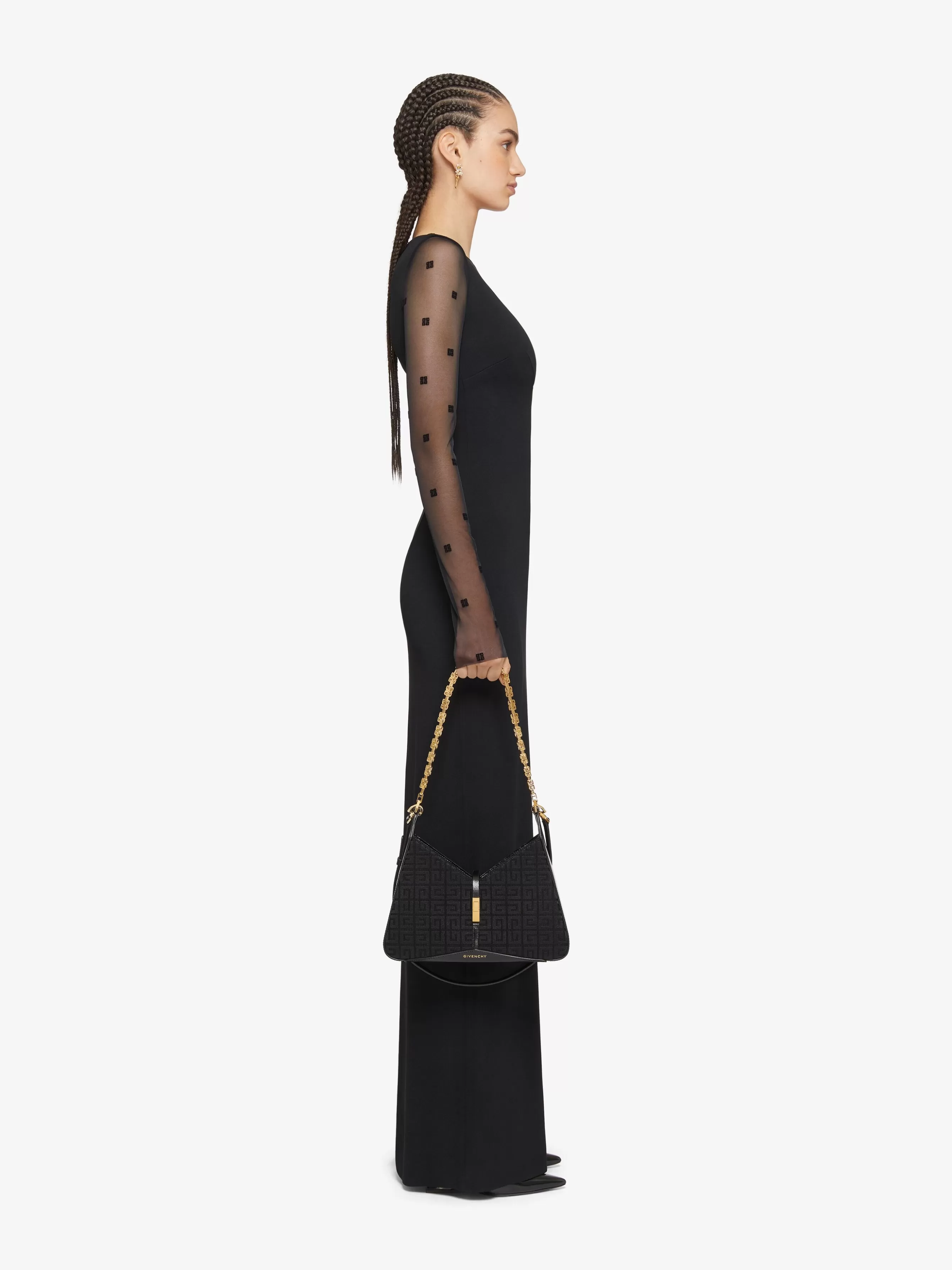 GIVENCHY Dresses-Dress in sable stretch and 4G tulle