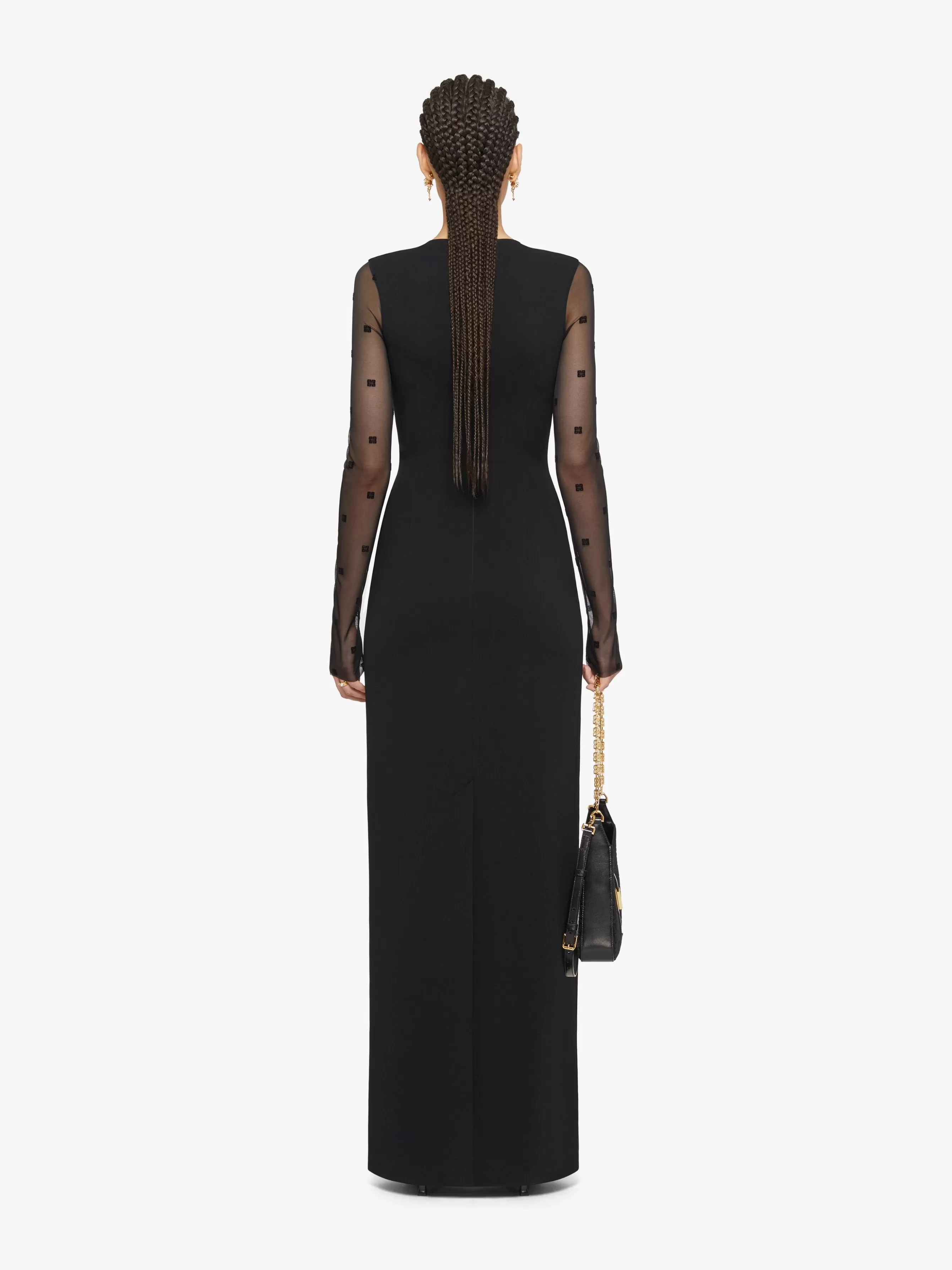 GIVENCHY Dresses-Dress in sable stretch and 4G tulle