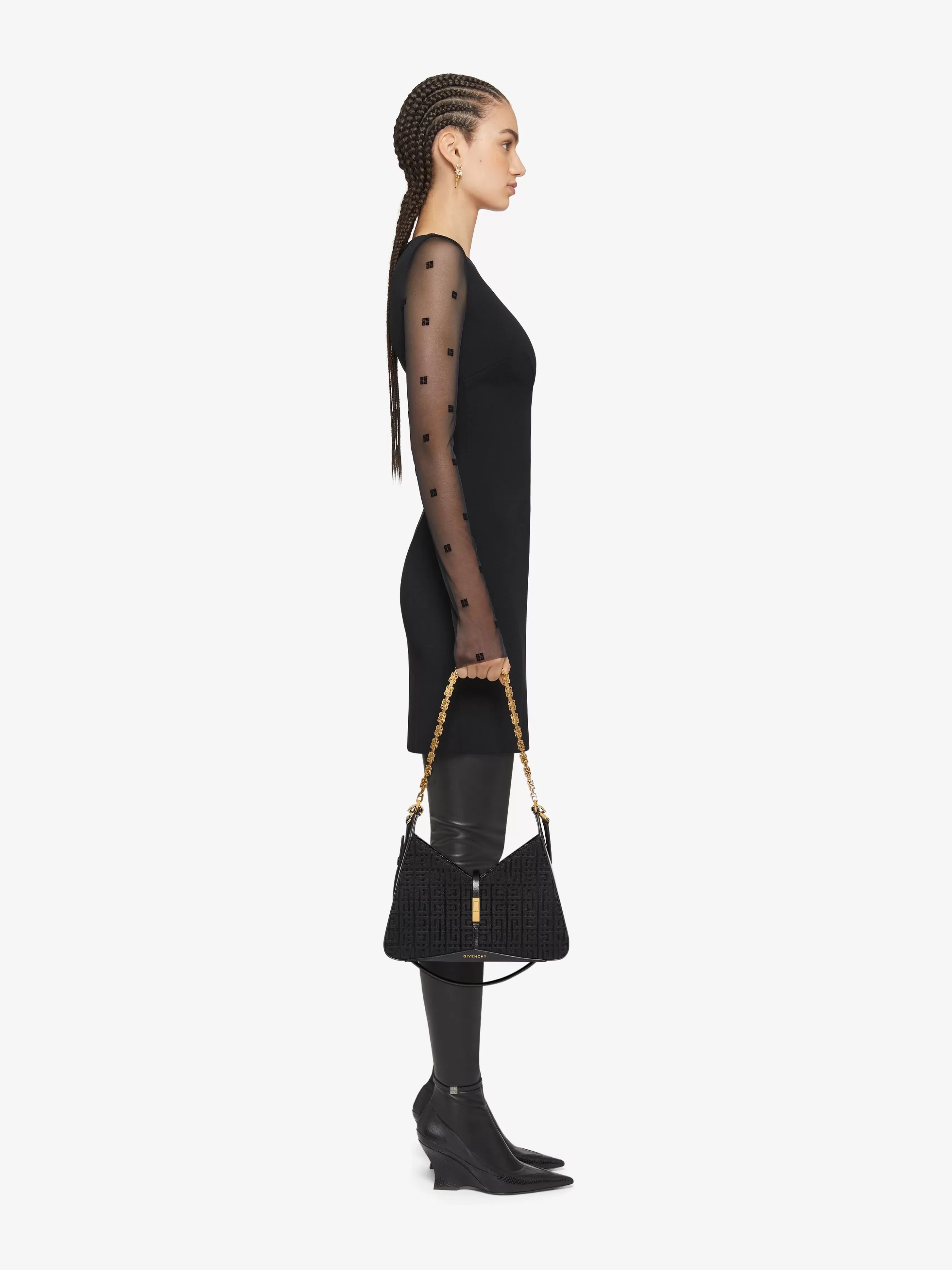 GIVENCHY Dresses-Dress in sable stretch and 4G tulle