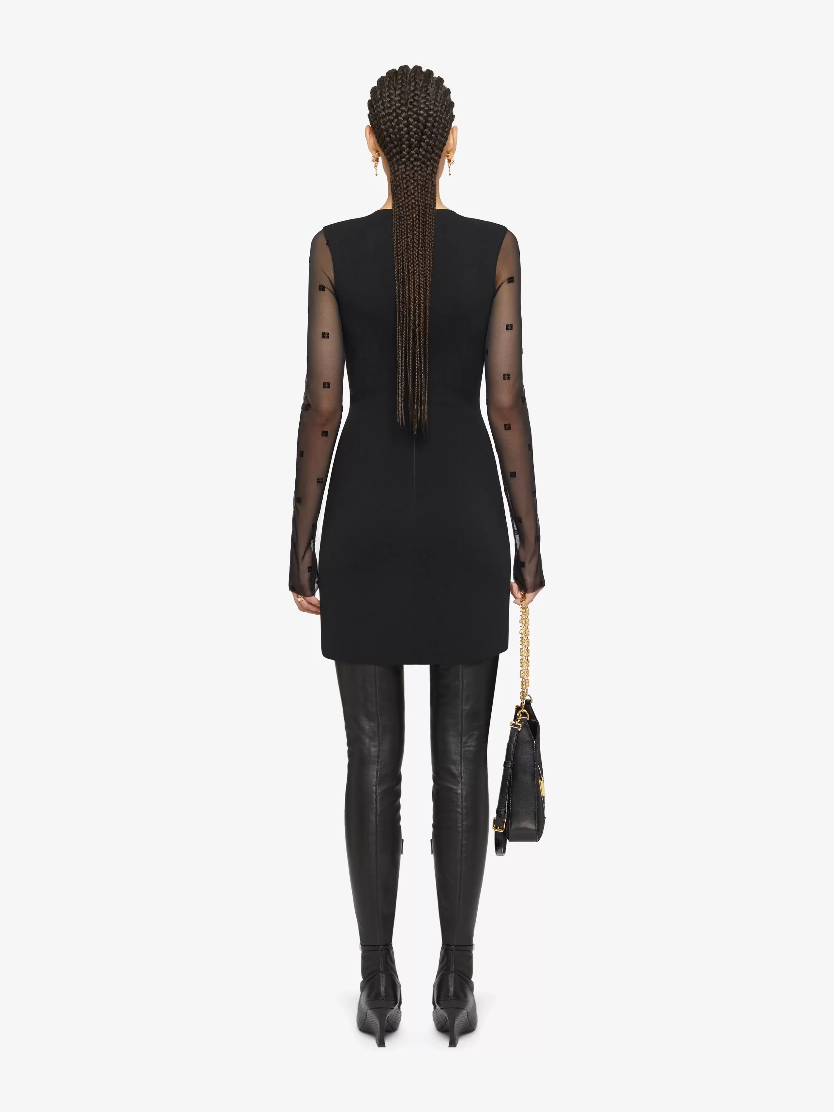 GIVENCHY Dresses-Dress in sable stretch and 4G tulle