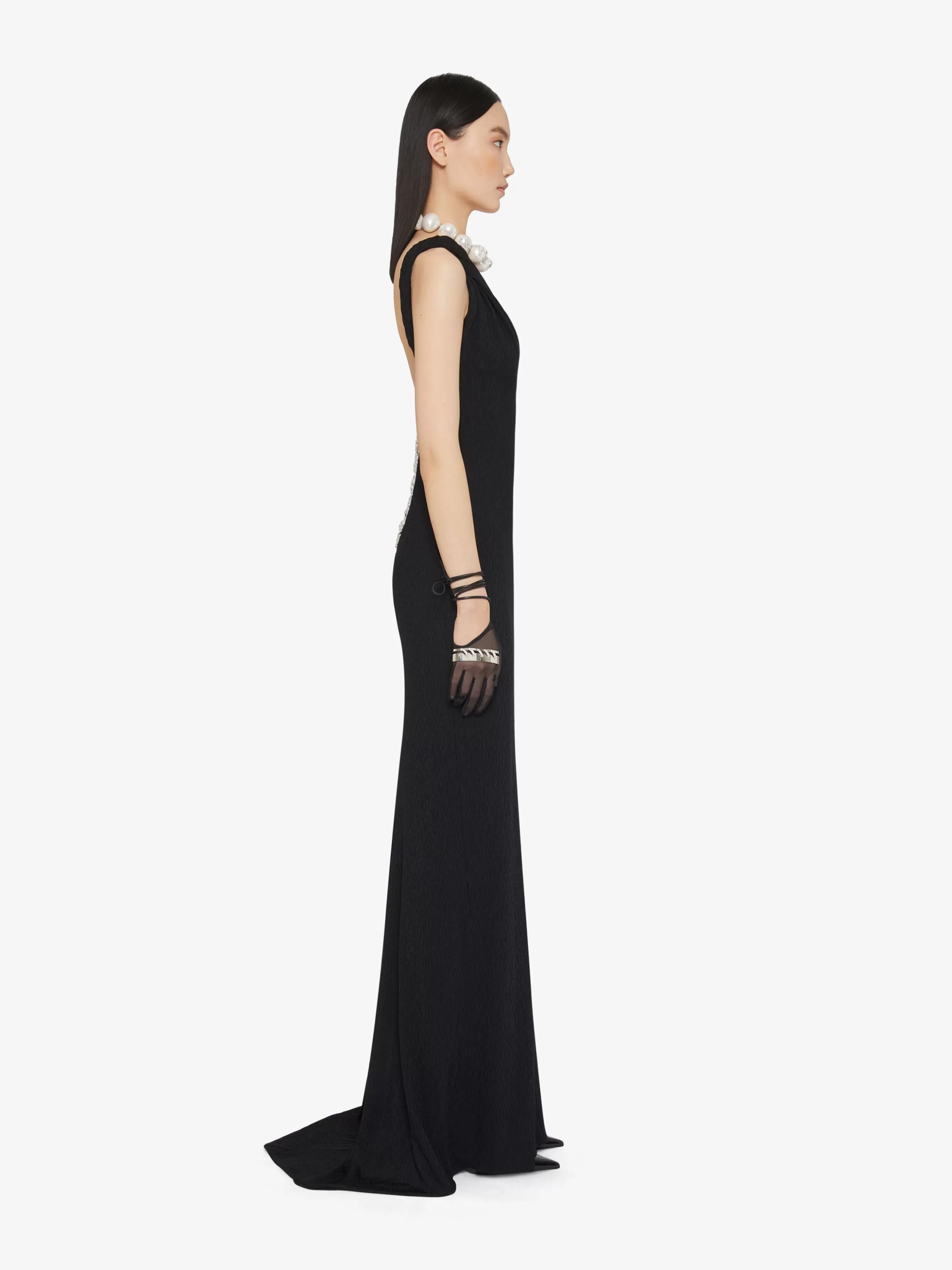 GIVENCHY Dresses-Dress with twisted straps in jersey with pearls and crystals