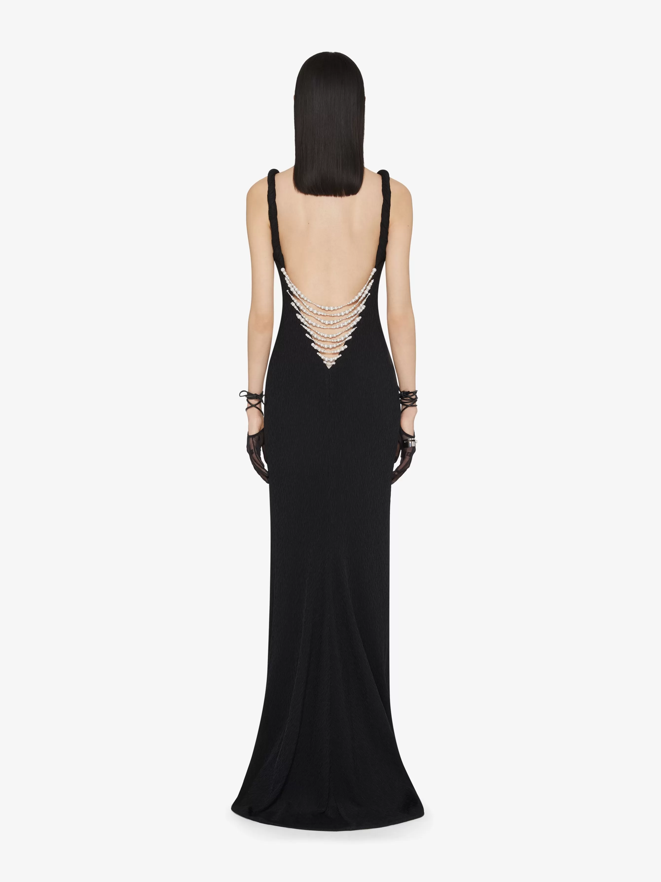 GIVENCHY Dresses-Dress with twisted straps in jersey with pearls and crystals