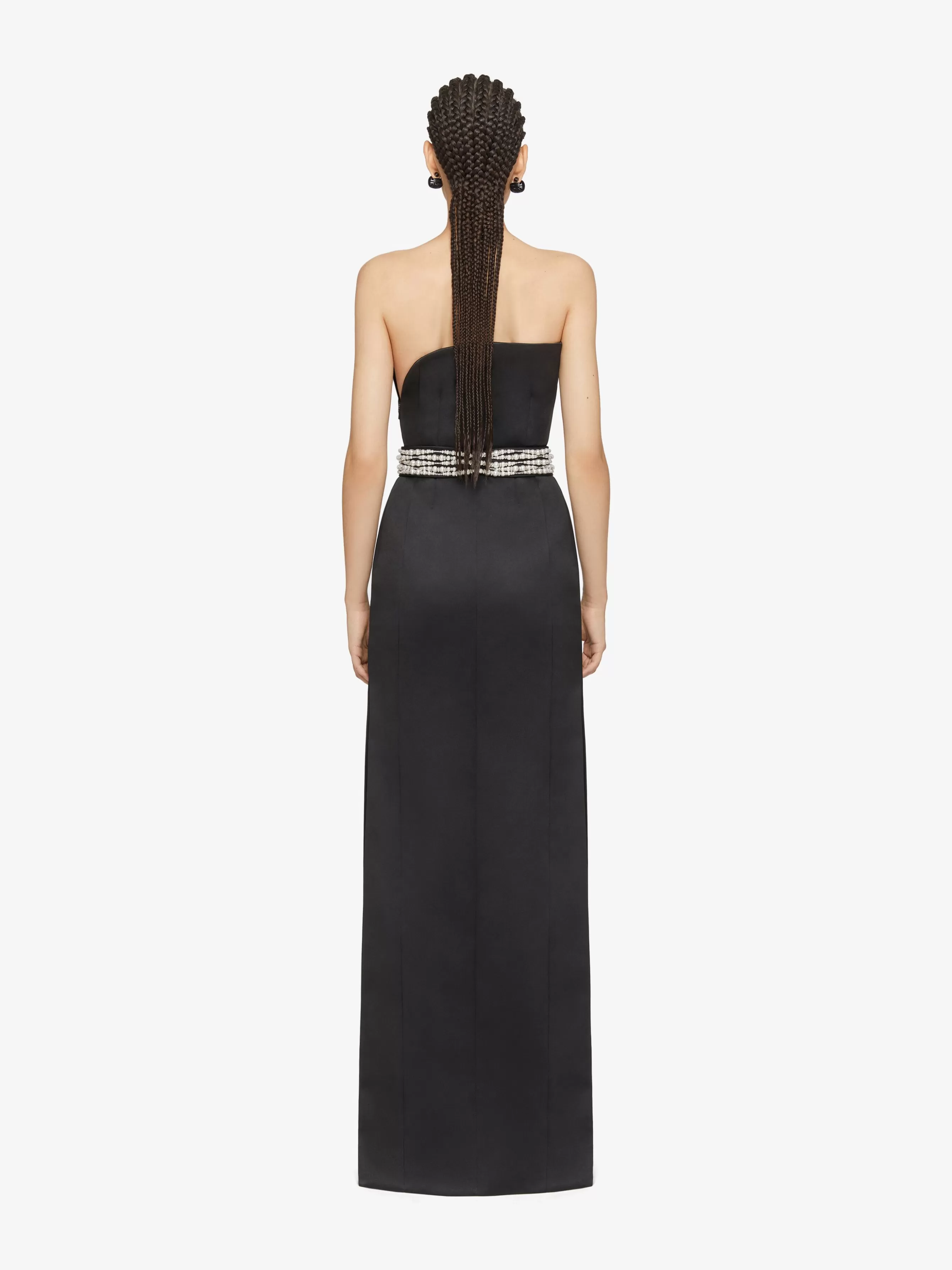 GIVENCHY Dresses-Evening bustier dress in satin with pearl belt