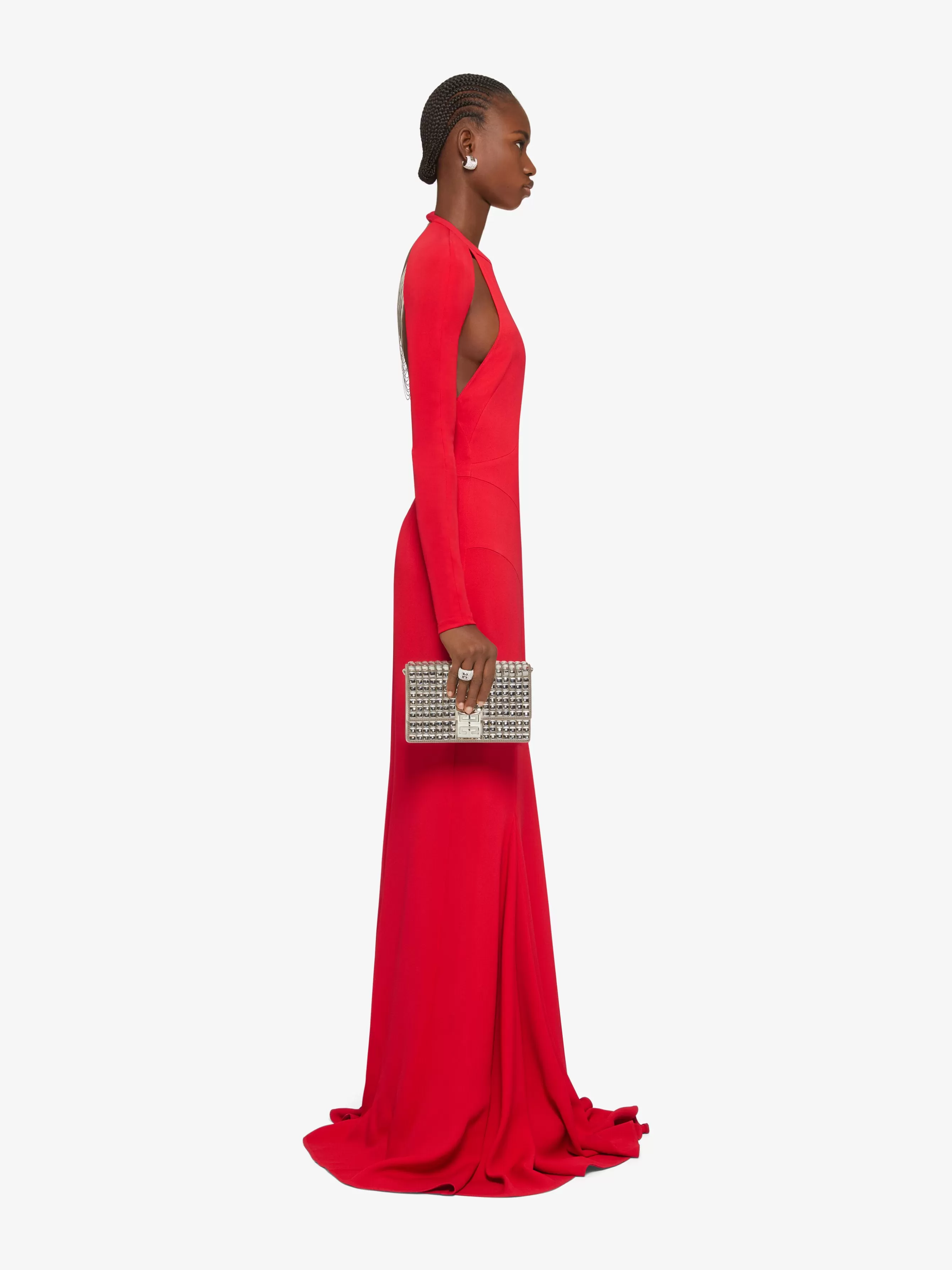 GIVENCHY Dresses-Evening dress in sable stretch with chains | Hedda Store