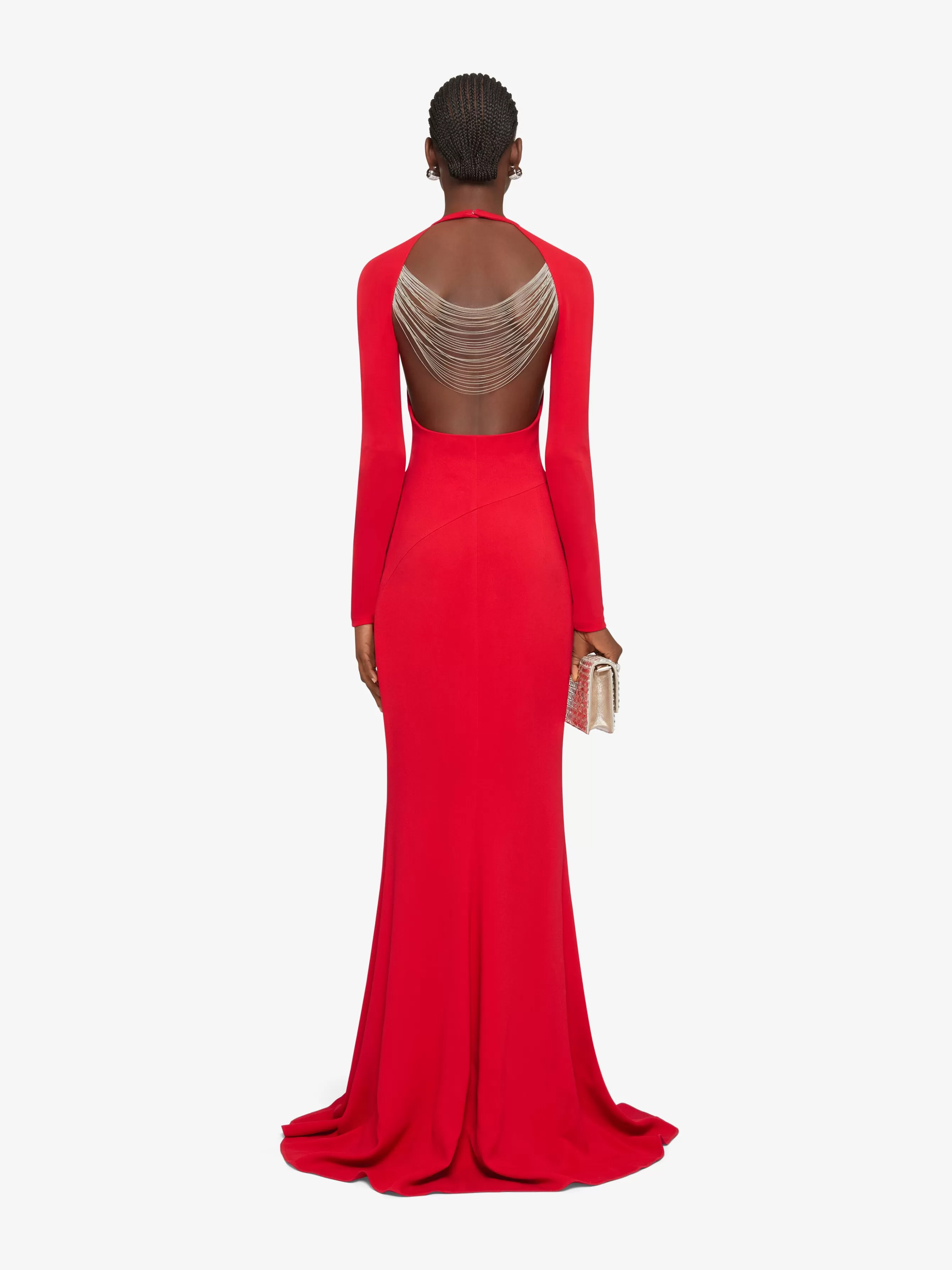 GIVENCHY Dresses-Evening dress in sable stretch with chains