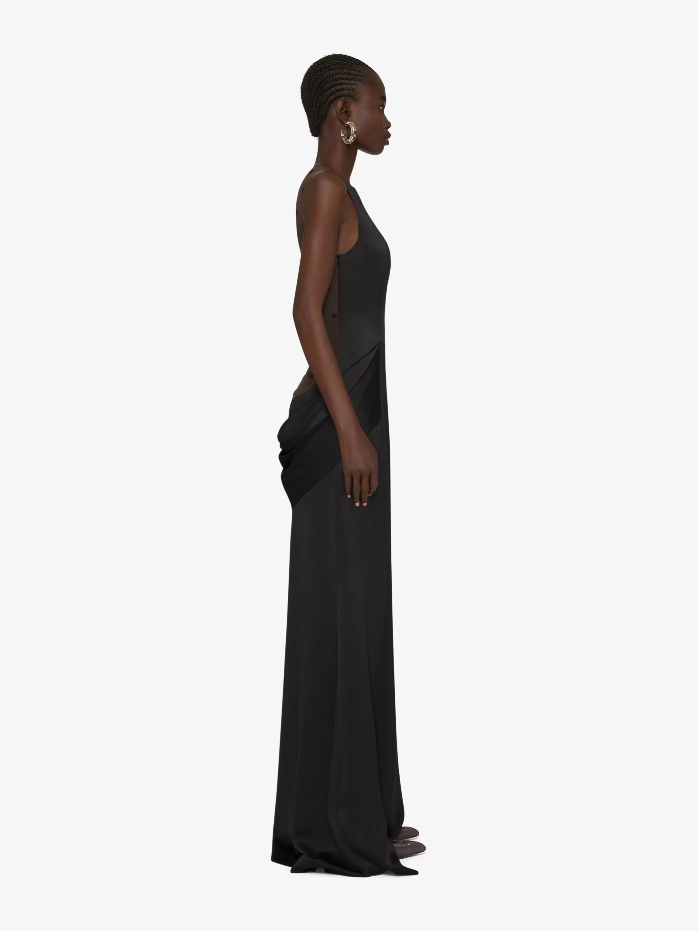 GIVENCHY Dresses-Evening dress in satin with tulle and drape