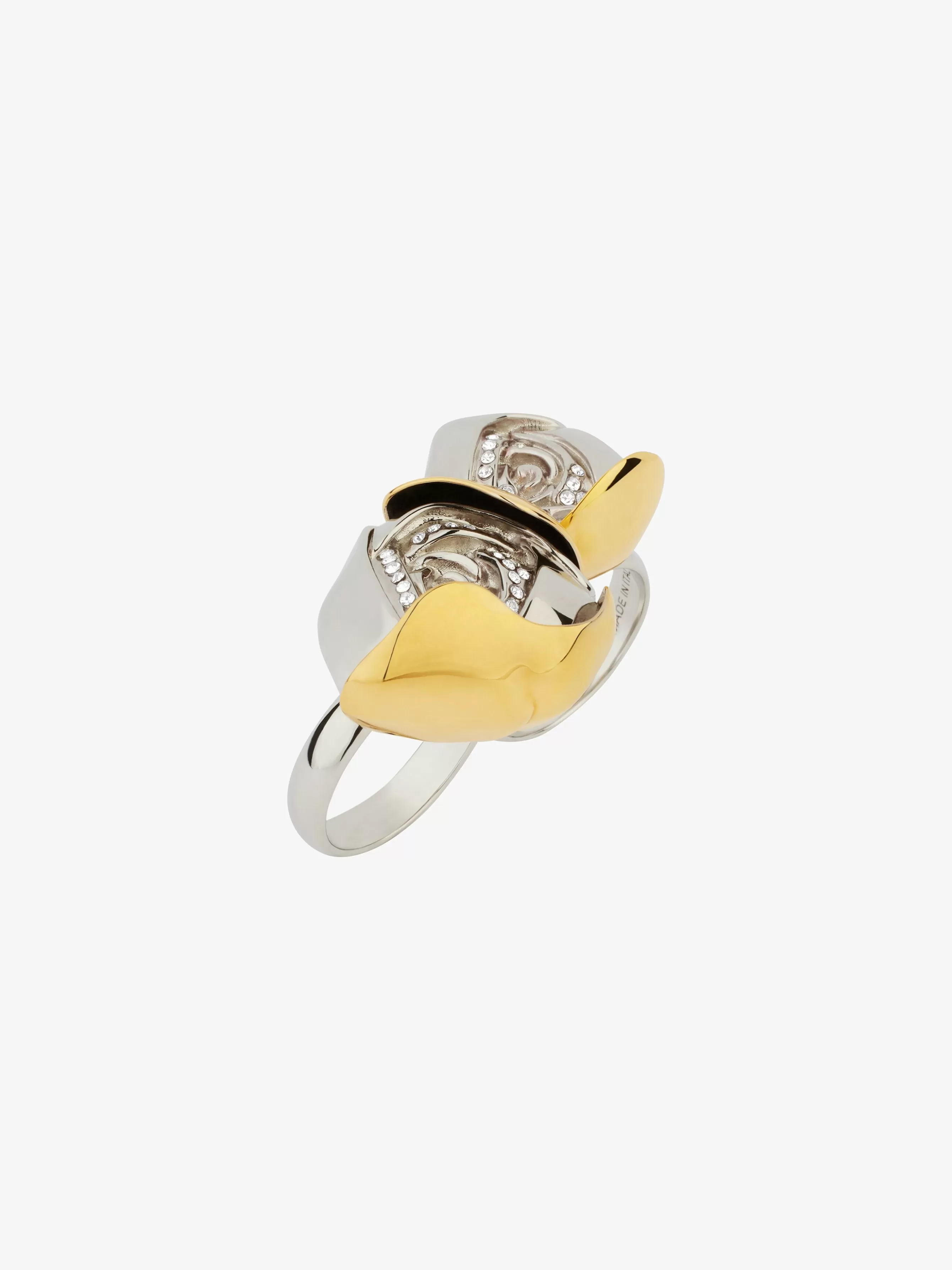 GIVENCHY Jewelry-Flower double fingers ring in metal with crystals