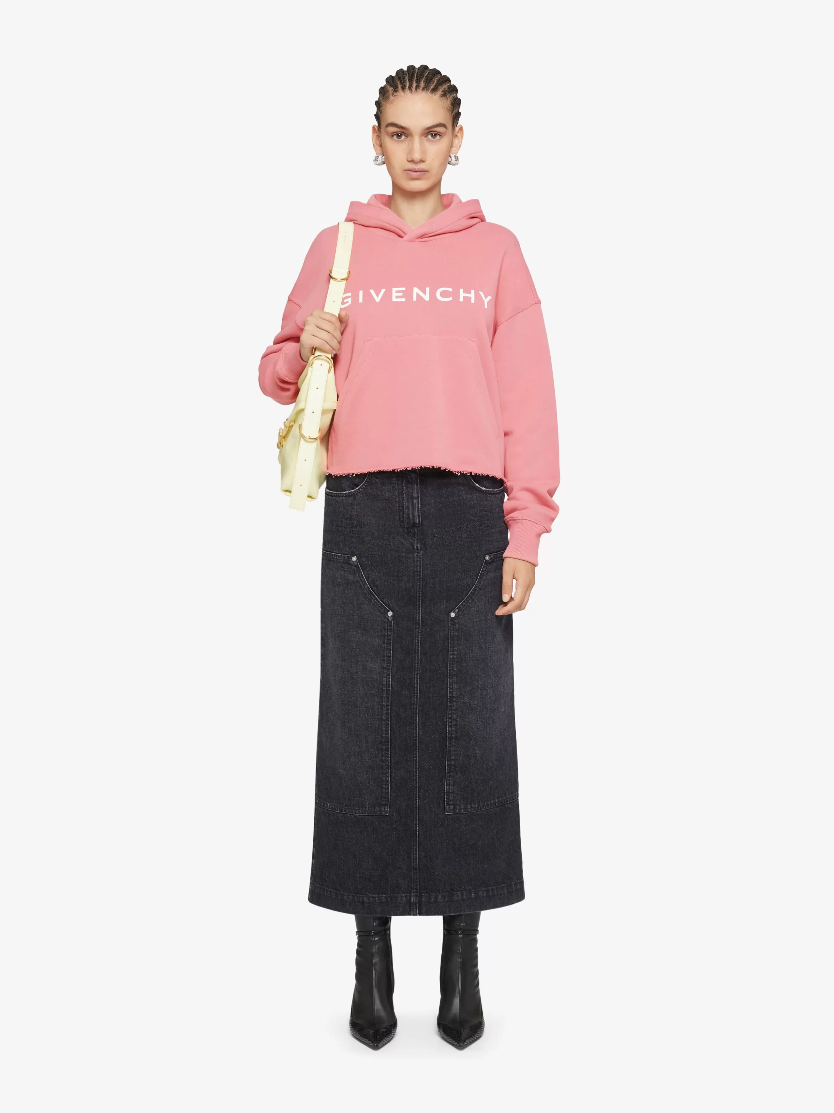 GIVENCHY Sweatshirts & Hoodies- Archetype cropped hoodie in fleece