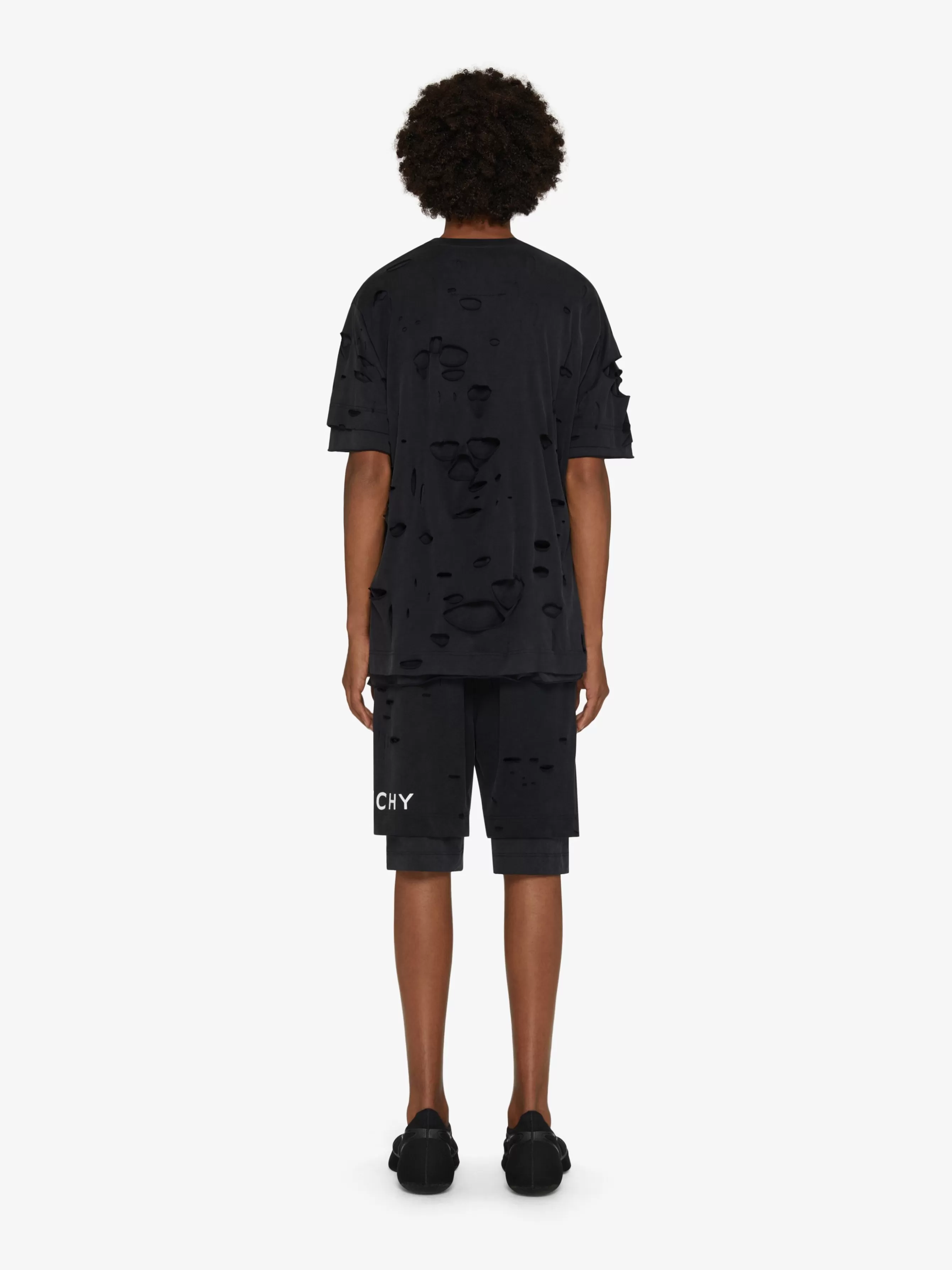 GIVENCHY Shorts- bermuda shorts in felpa with destroyed effect