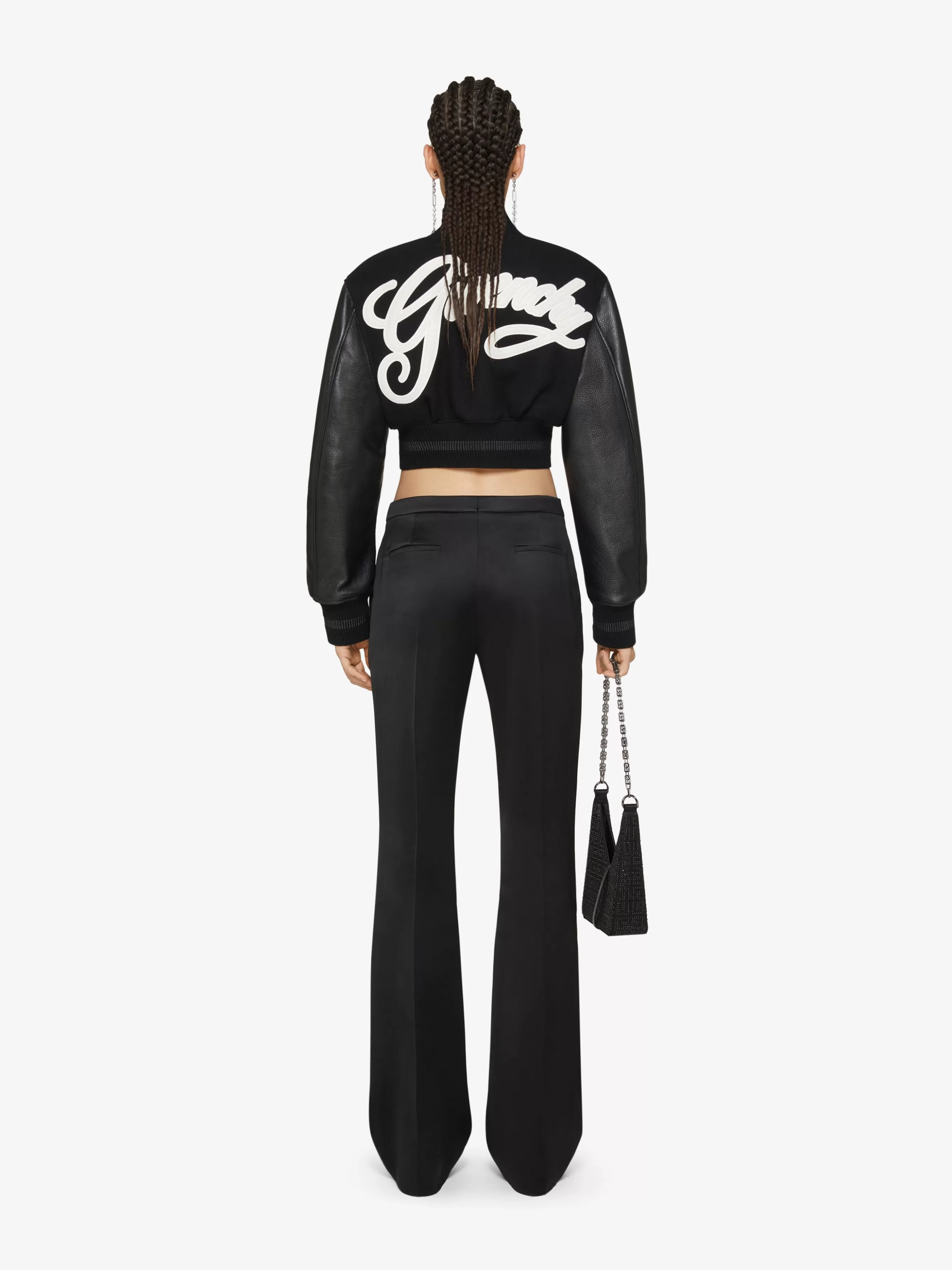 Women GIVENCHY Slides & Sandals | Boots & Booties- College cropped varsity jacket in wool and leather