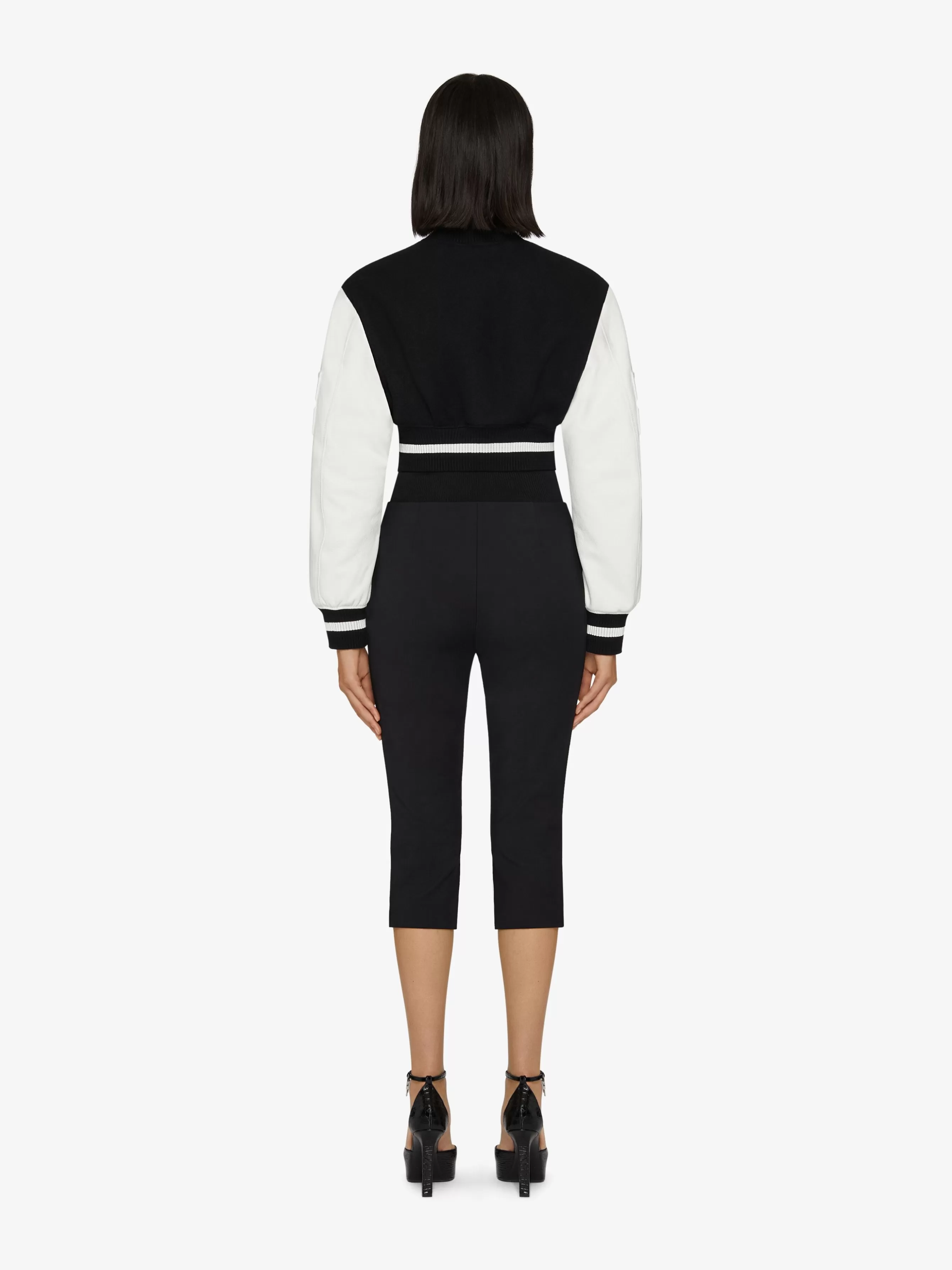 Gifts/Women GIVENCHY Gifts for Kids | Slides & Sandals- cropped varsity jacket in wool and leather