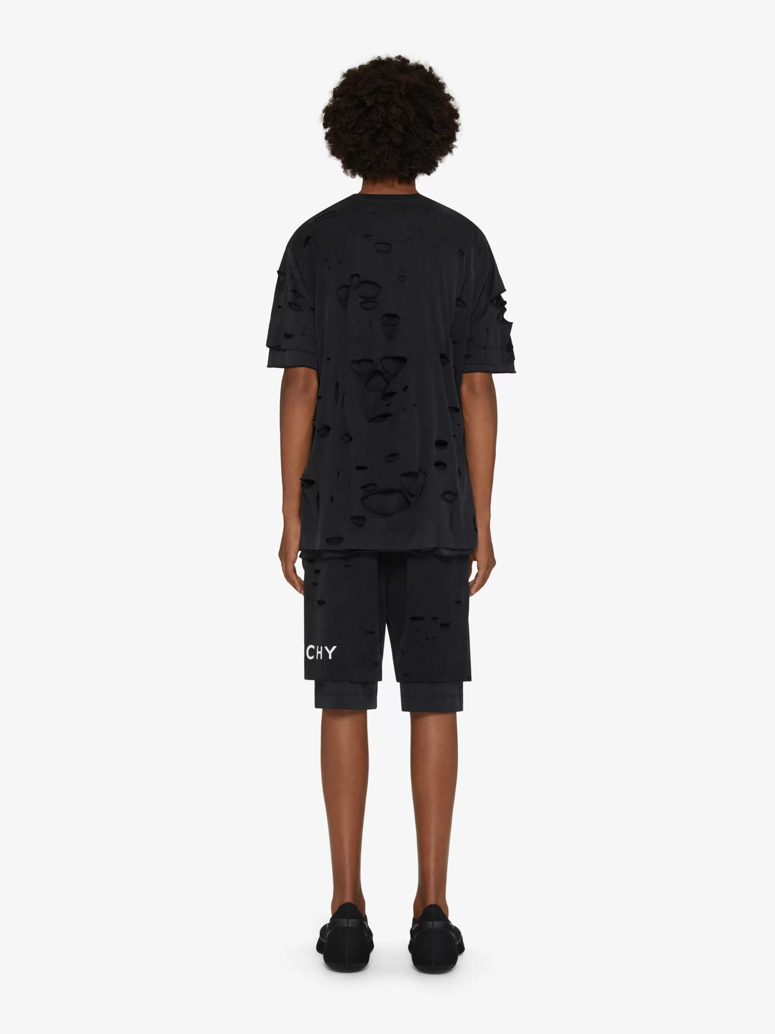 GIVENCHY T-Shirts- oversized t-shirt in cotton with destroyed effect