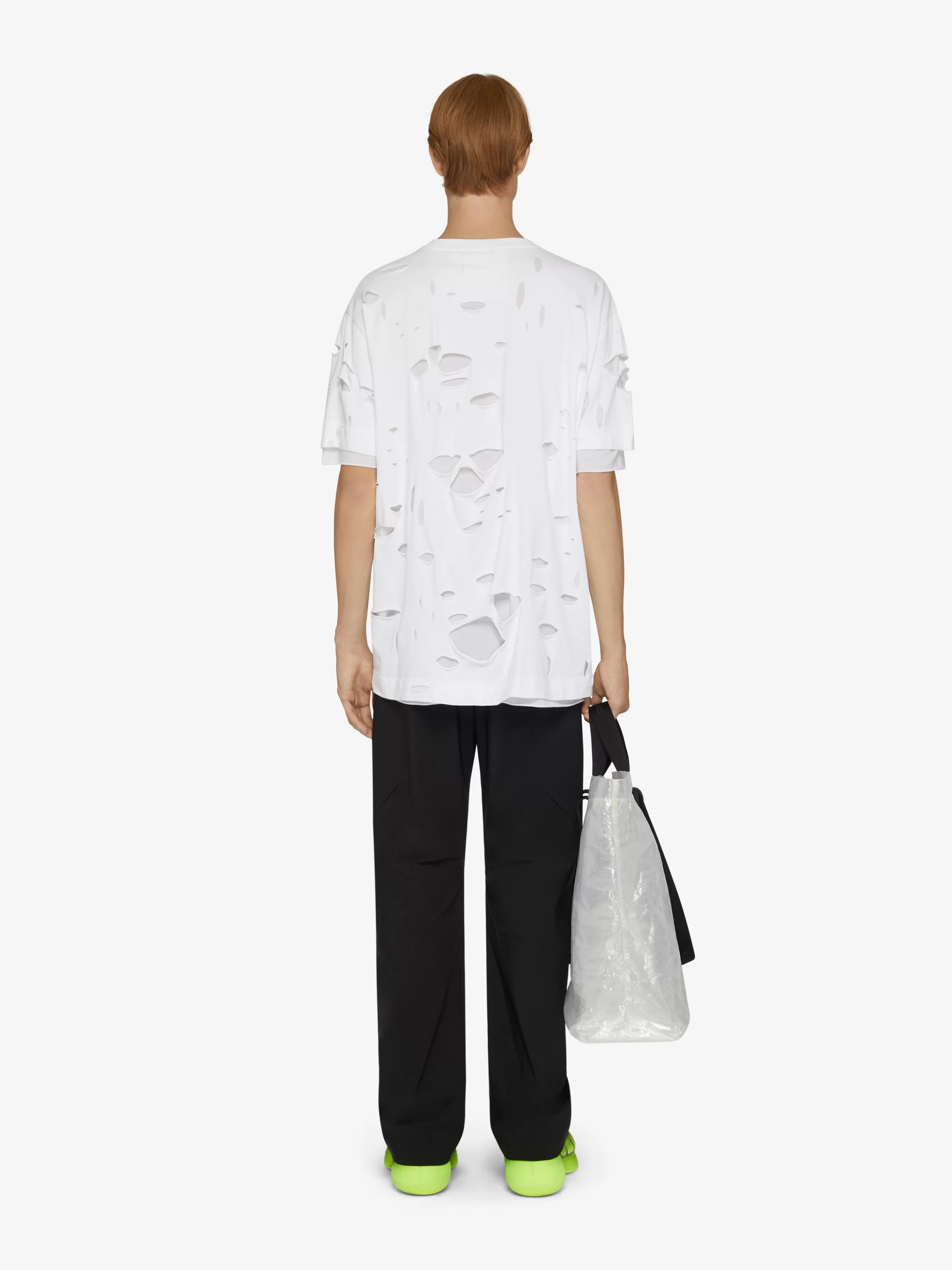 GIVENCHY T-Shirts- oversized t-shirt in cotton with destroyed effect