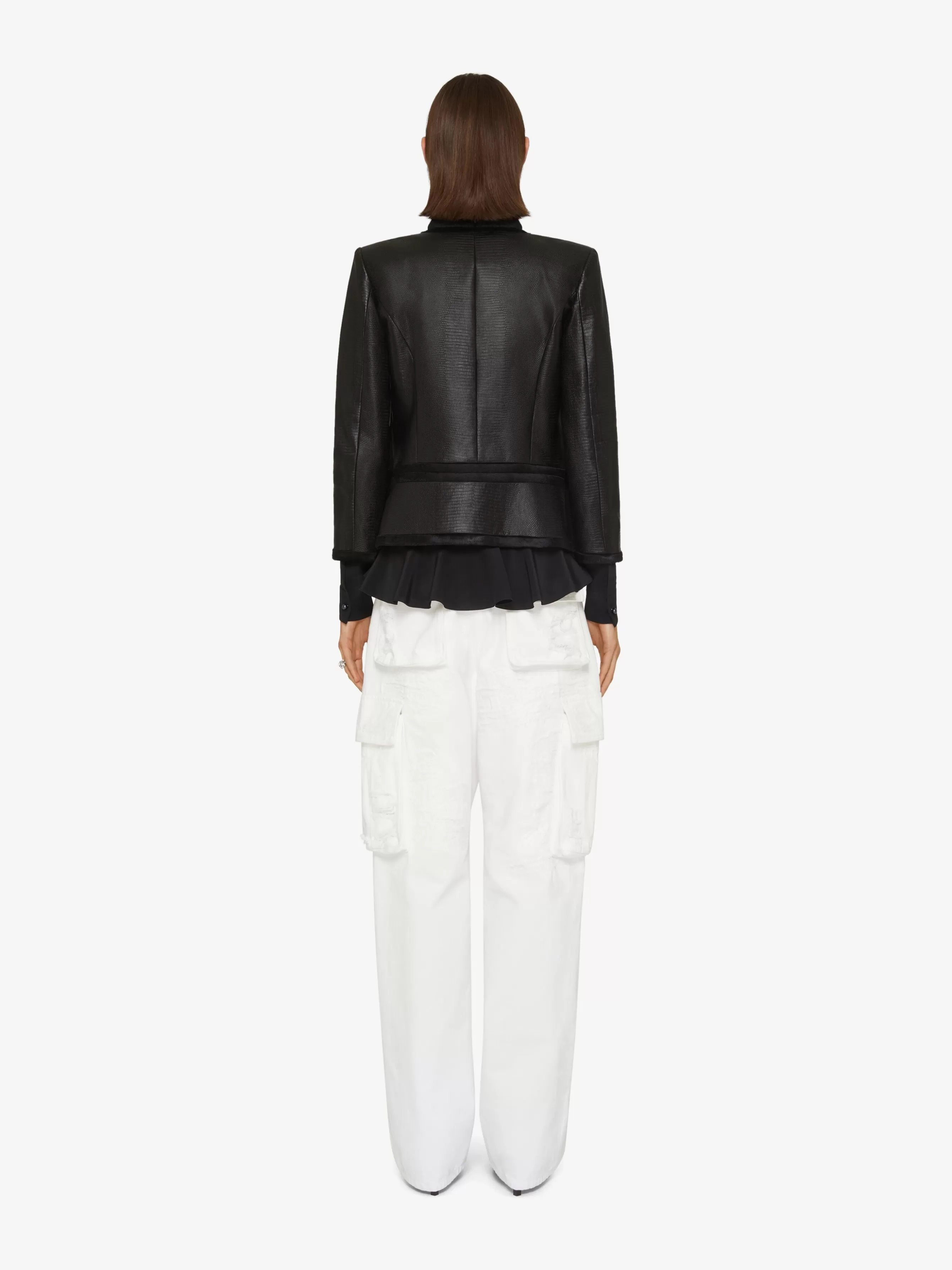 Sale GIVENCHY Outerwear-Jacket in leather with fur details