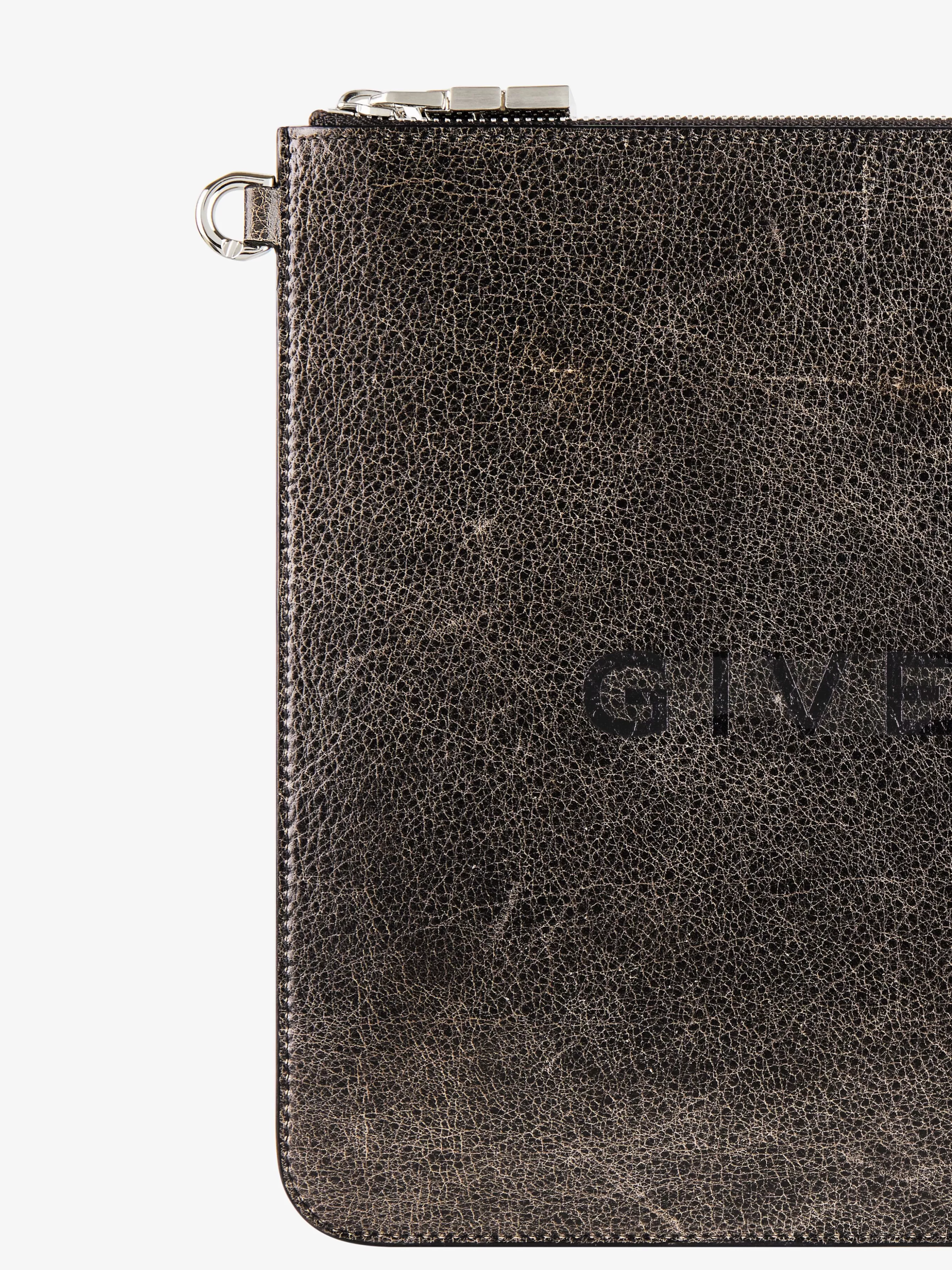 Men GIVENCHY Small Leather Goods-Large pouch in crackled leather