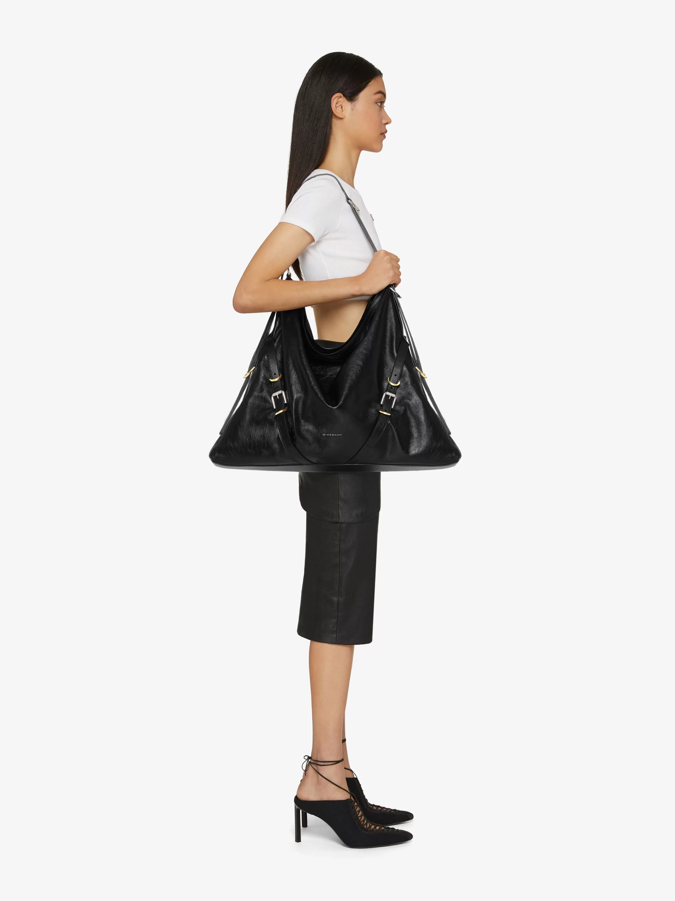 Women GIVENCHY Voyou | Shoulder Bags-Large Voyou bag in leather