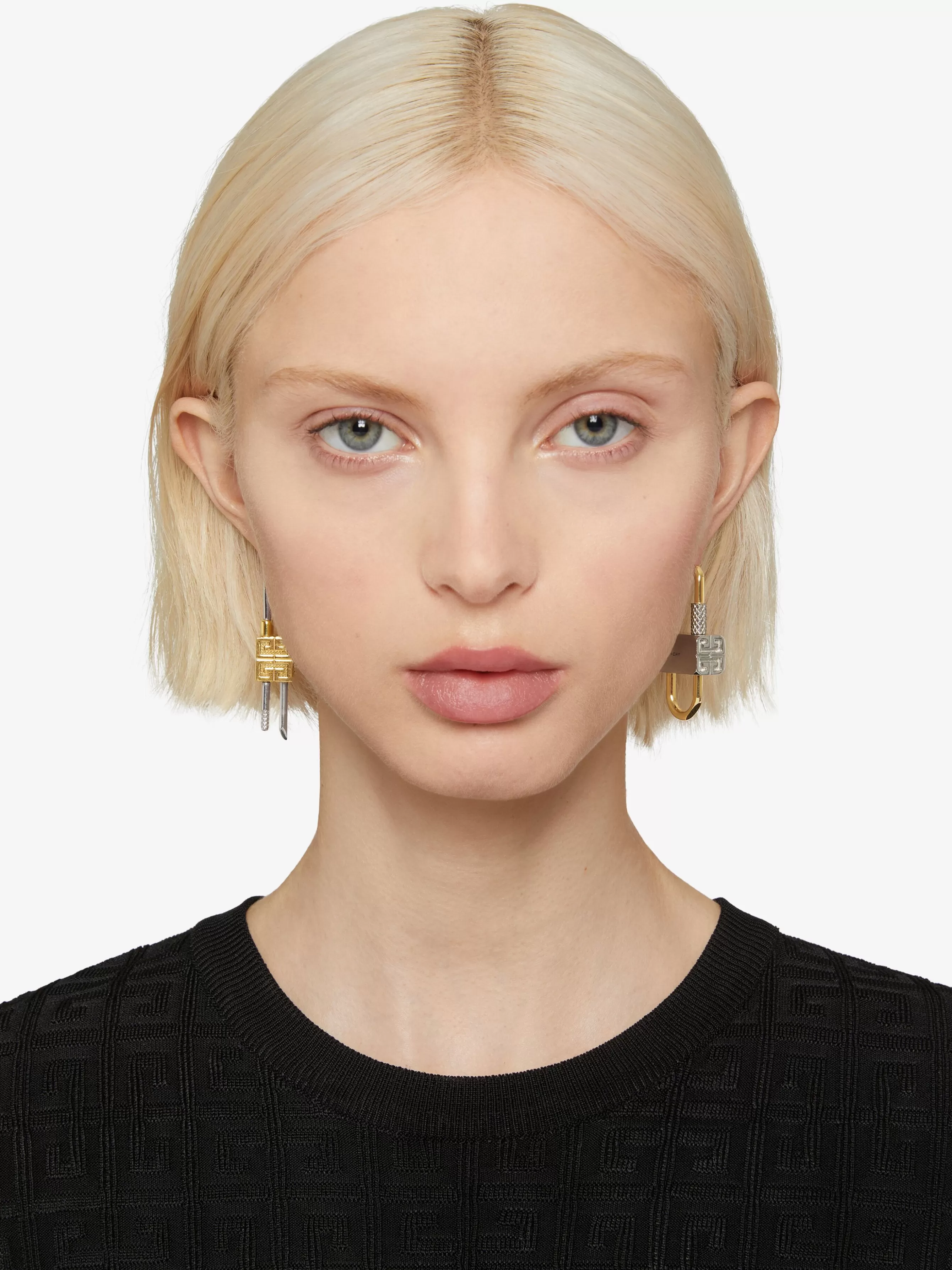 Men/Women GIVENCHY Jewelry | Jewelry-Lock asymmetrical earrings in metal