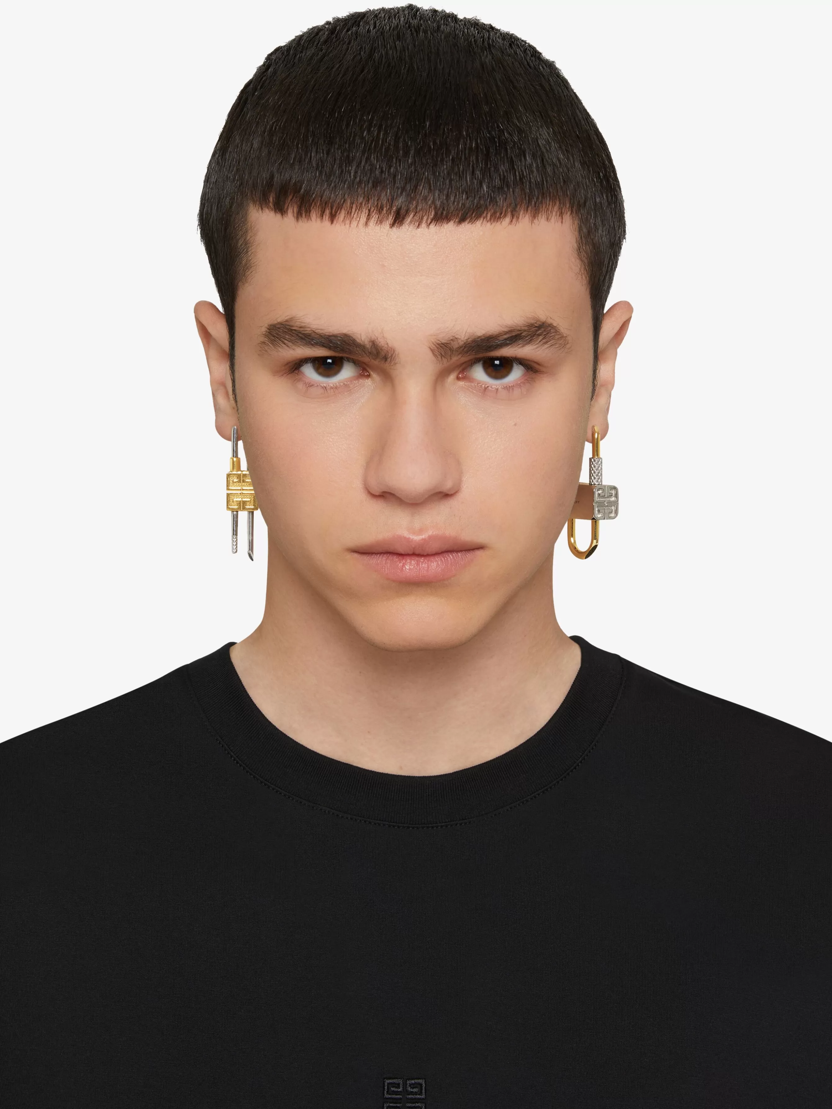 Men/Women GIVENCHY Jewelry | Jewelry-Lock asymmetrical earrings in metal