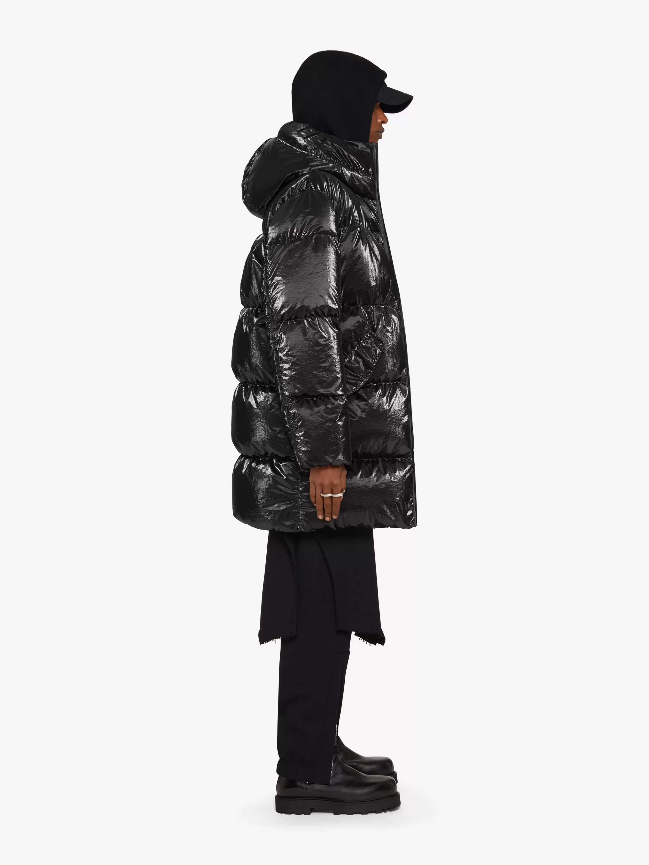 Sale GIVENCHY Outerwear-Long laminated hooded puffer