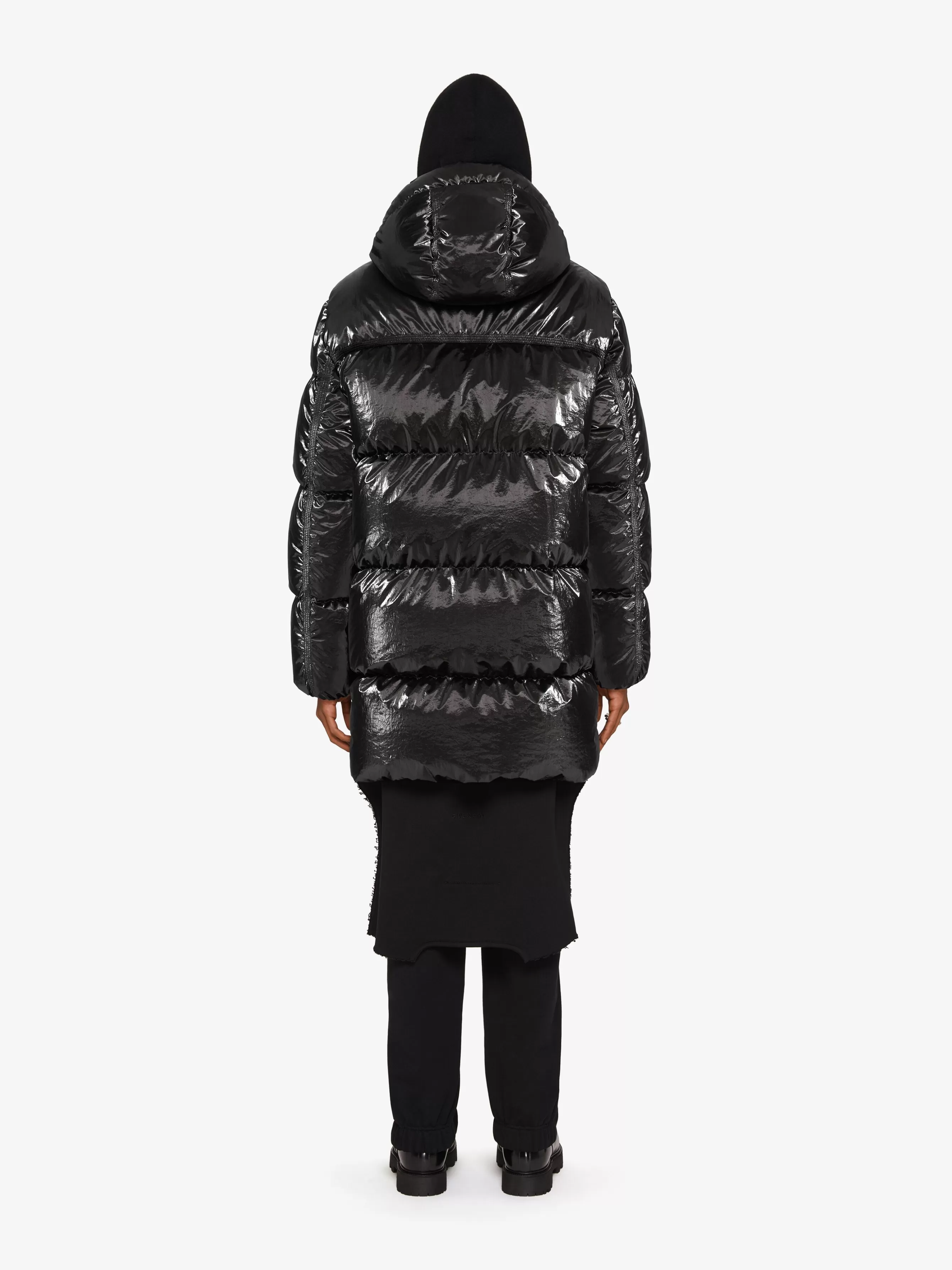 Sale GIVENCHY Outerwear-Long laminated hooded puffer