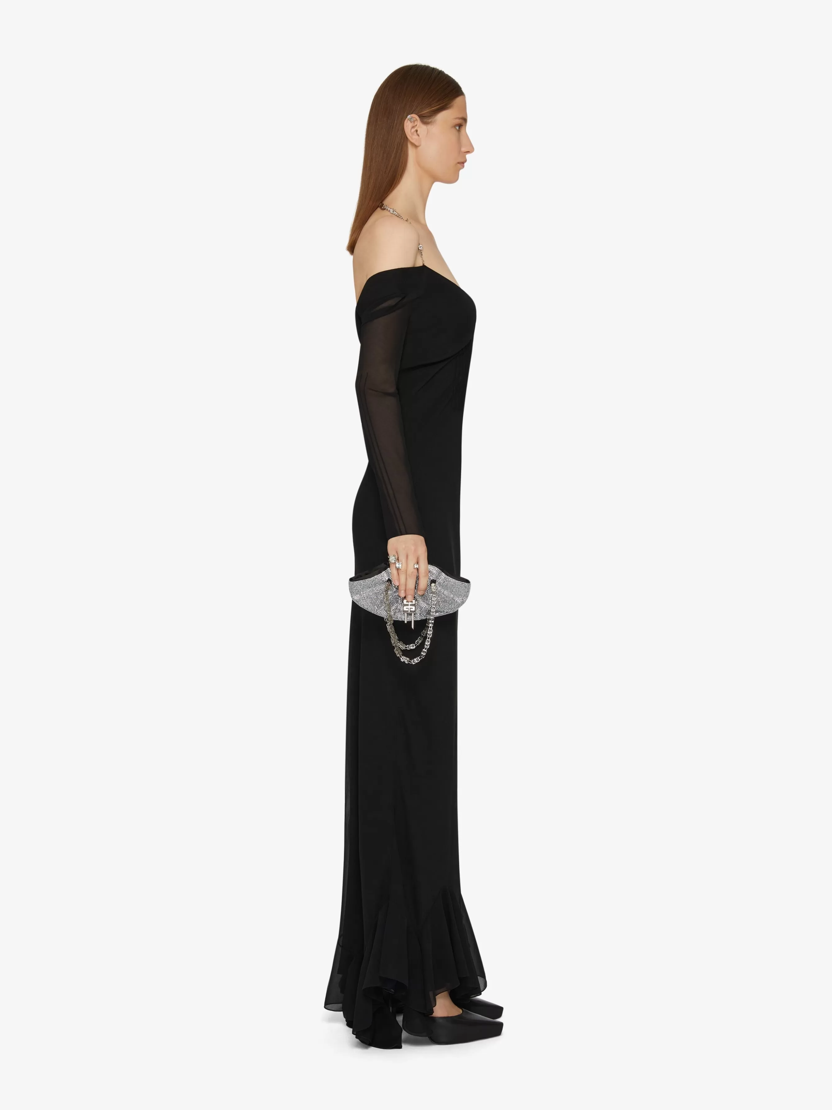 Sale GIVENCHY Dresses-Long off-shoulder dress with 4G Claw chain