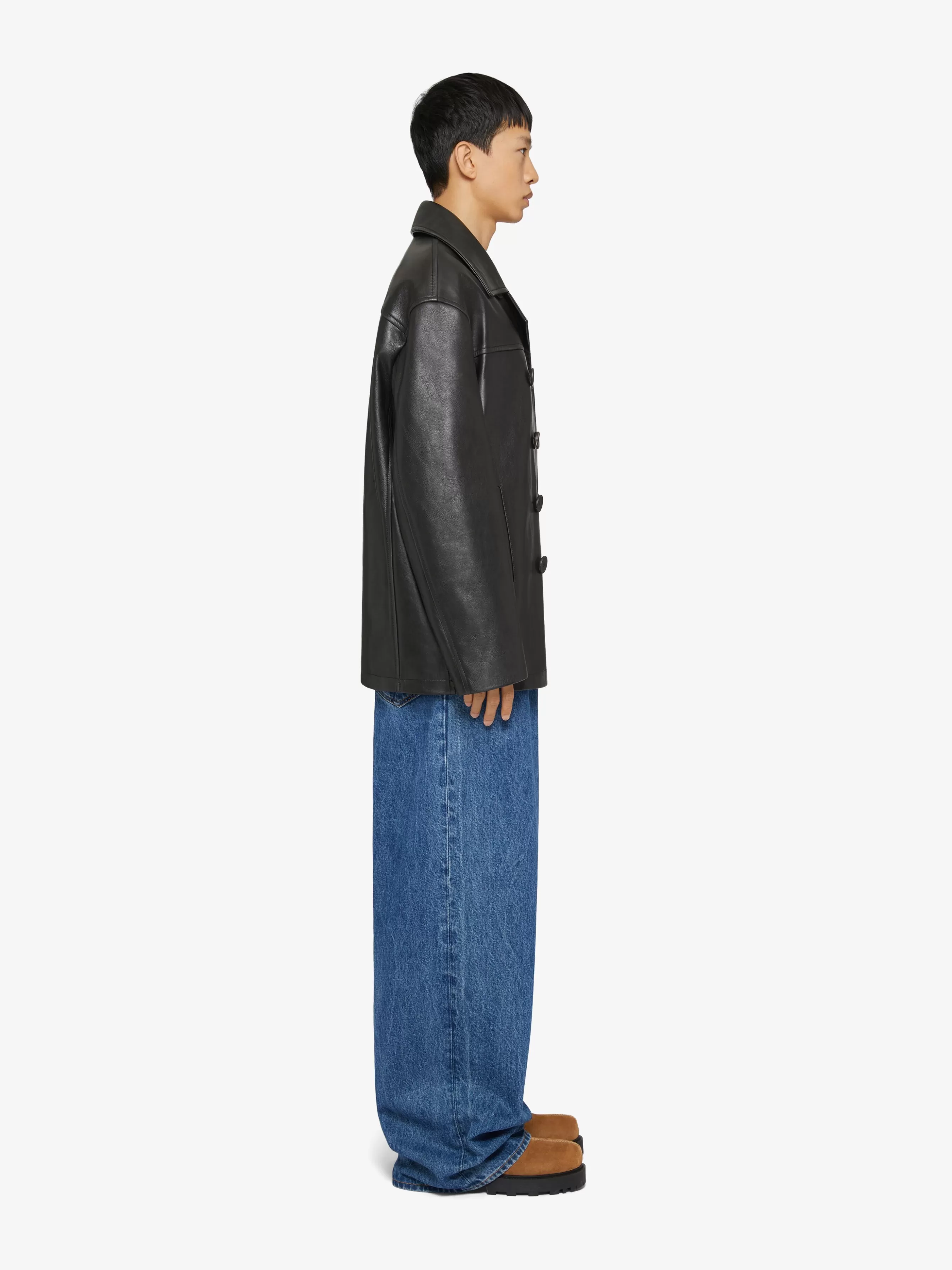 GIVENCHY Denim-Low crotch wide jeans in marble denim